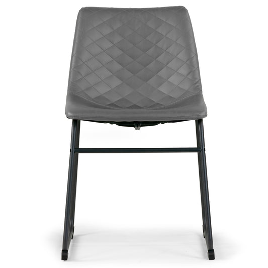 Set of 2 Ave Iron Frame Gray Faux Leather Dining Chair with Stitching