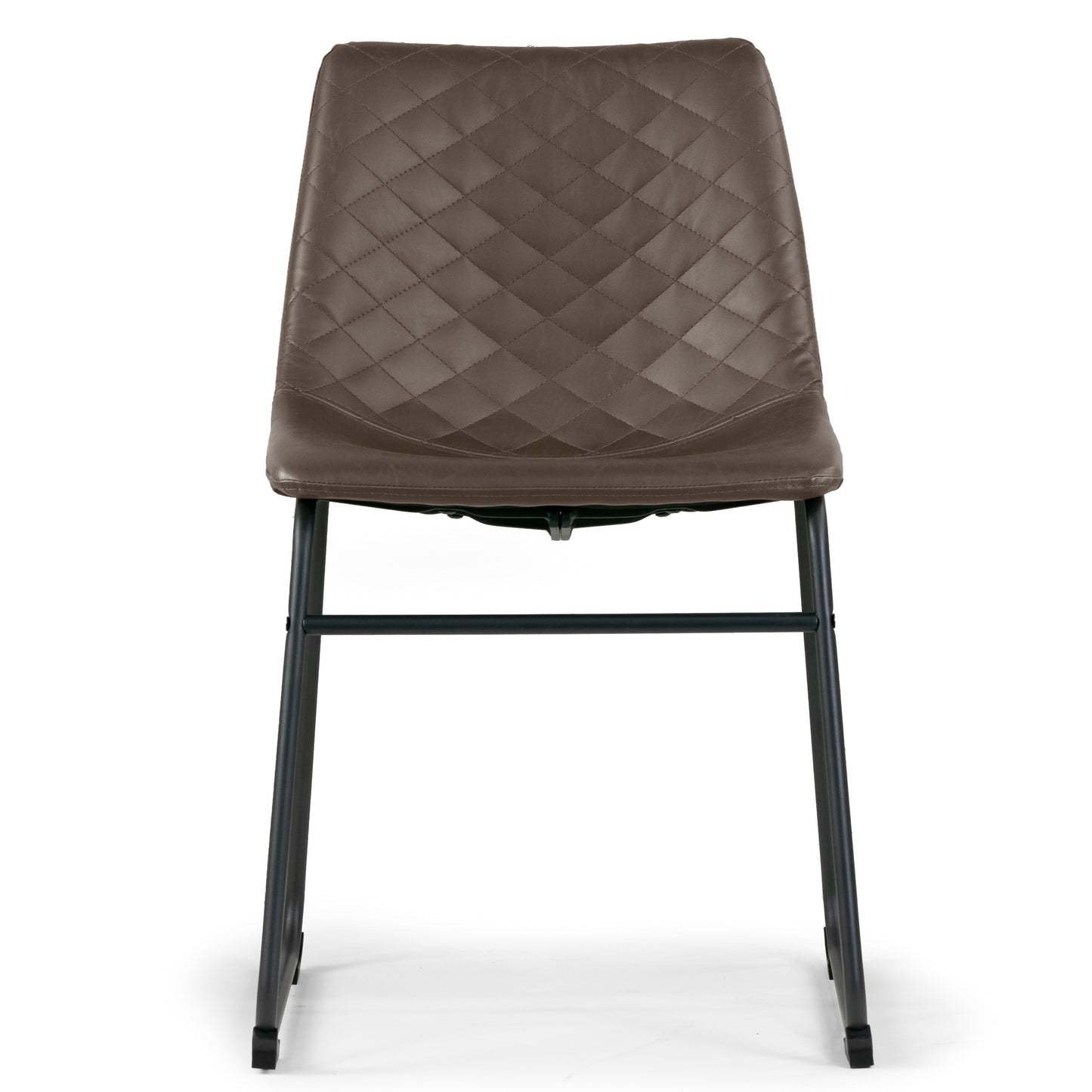 Set of 2 Ave Iron Frame Brown Faux Leather Dining Chair with Stitching