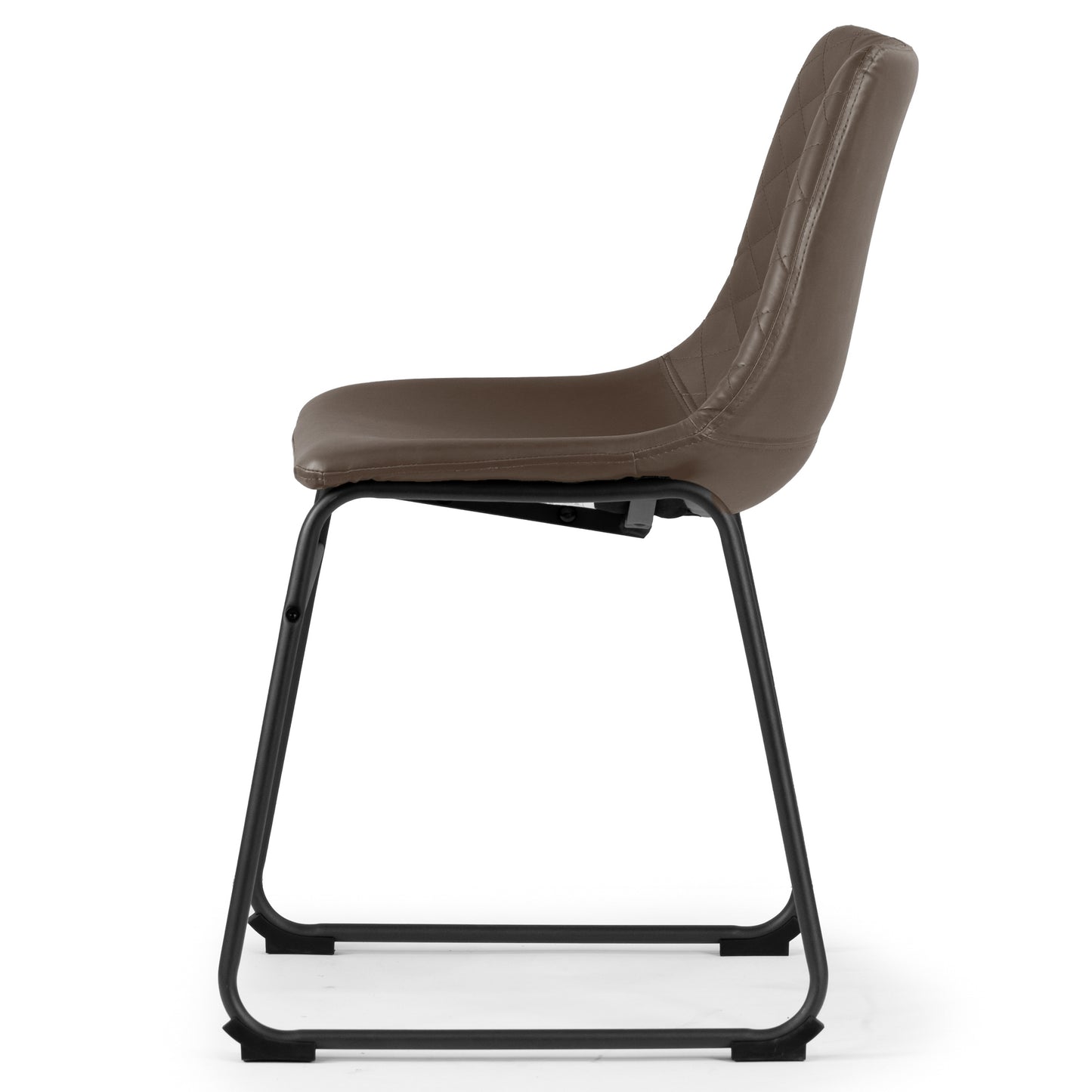 Set of 2 Ave Iron Frame Brown Faux Leather Dining Chair with Stitching