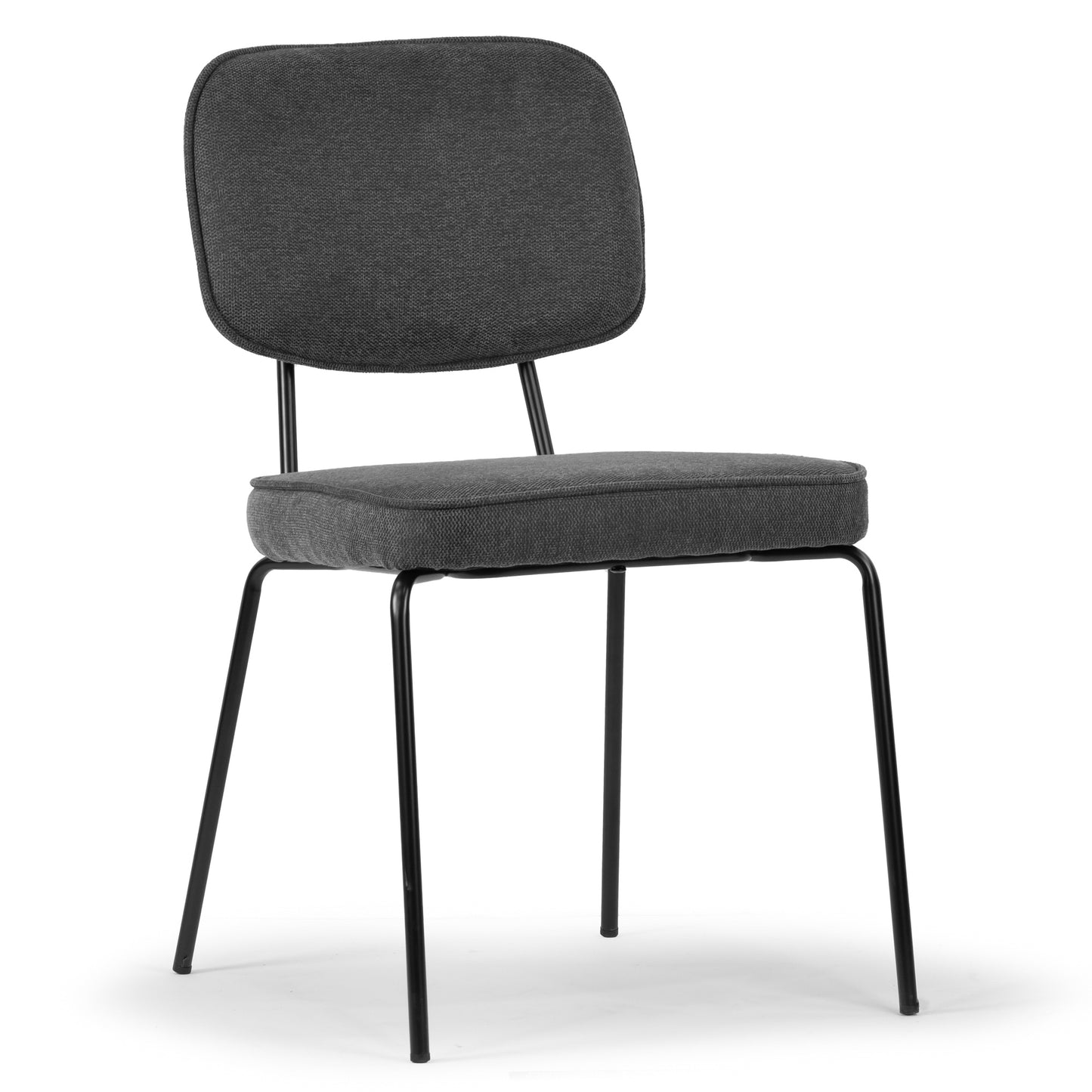 Set of 2 Aven Gray Fabric Dining Chair with Black Metal Legs