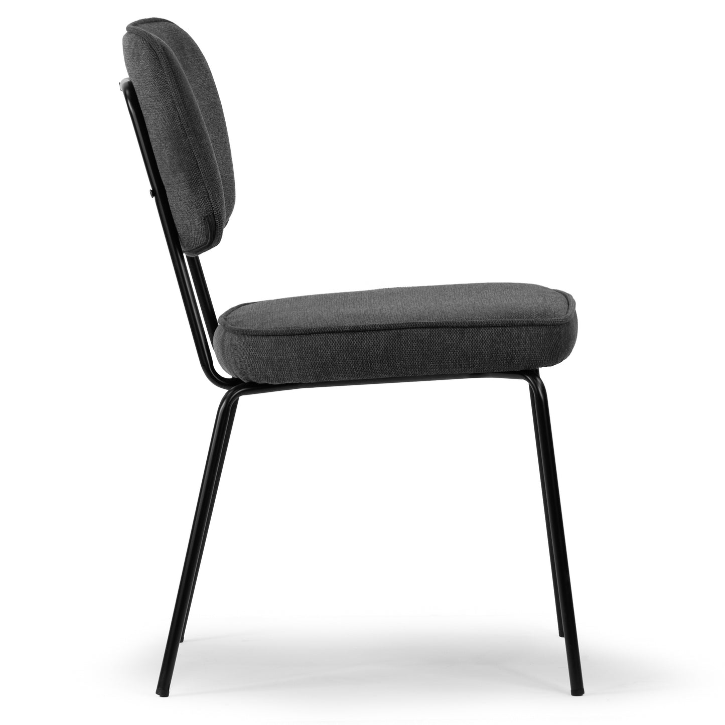 Set of 2 Aven Gray Fabric Dining Chair with Black Metal Legs