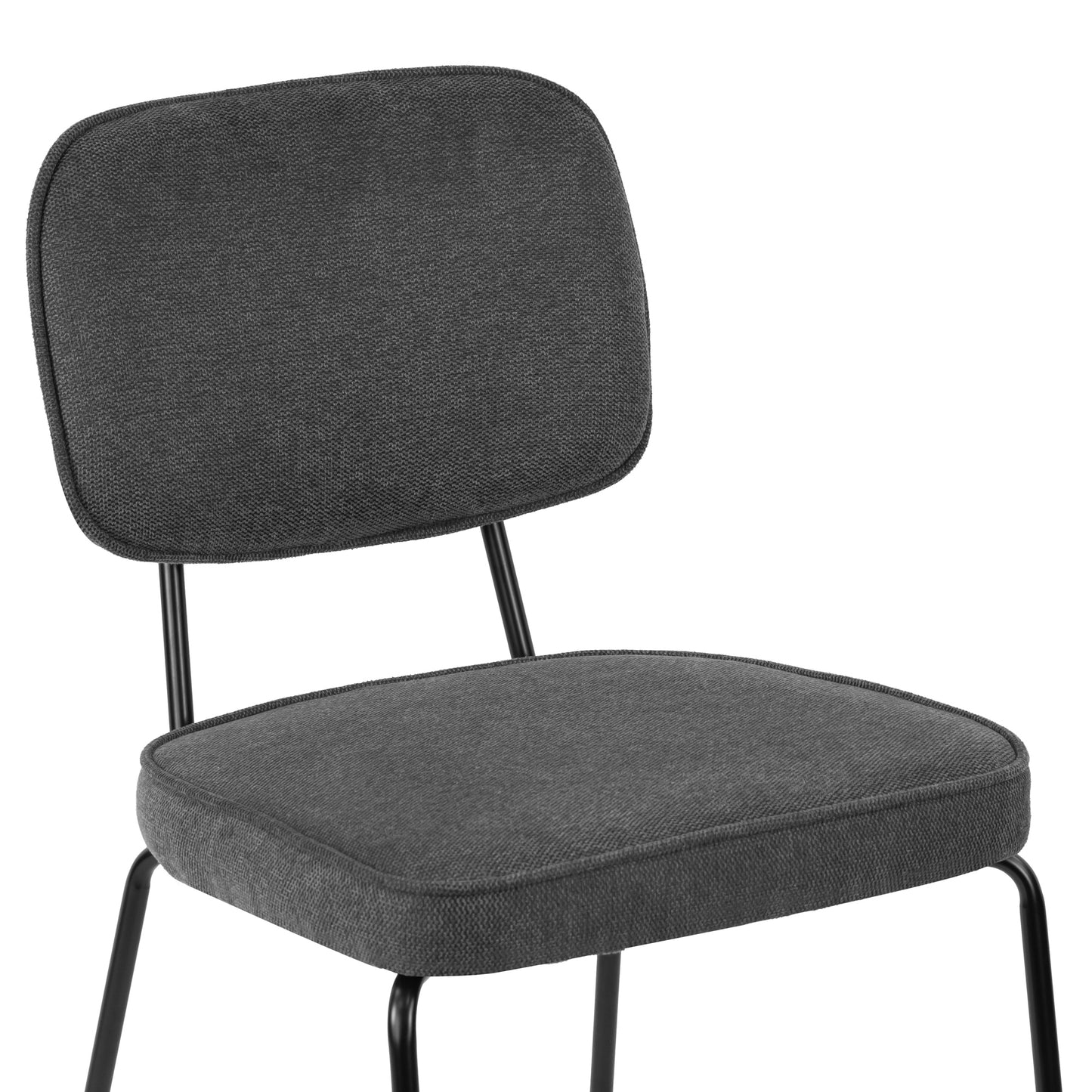 Set of 2 Aven Gray Fabric Dining Chair with Black Metal Legs