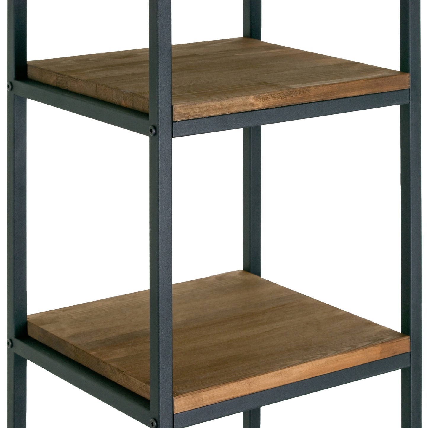 Ailis 57" Brown Pine Wood Metal Frame Etagere Bookcase Shelf Media Center