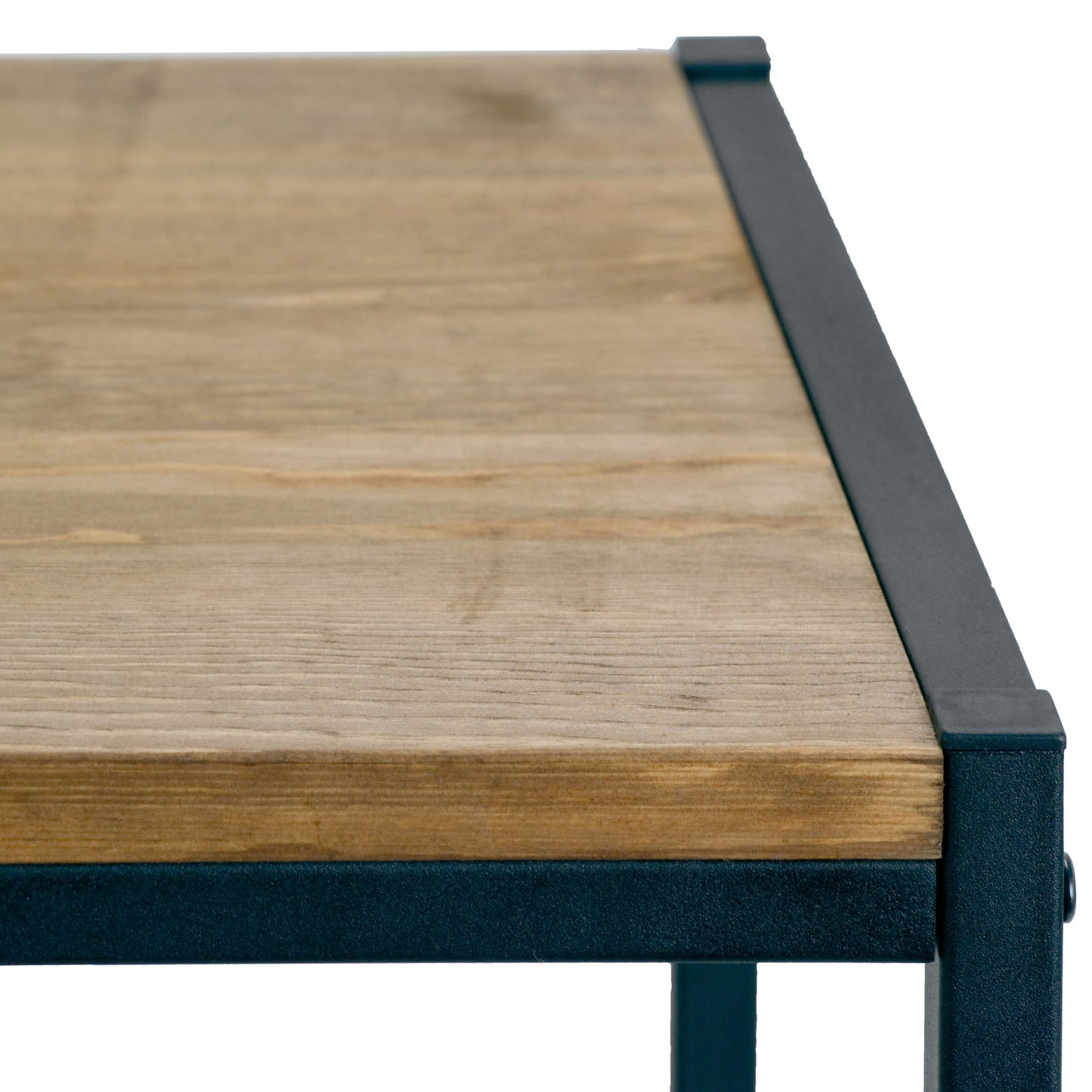 Ailis Brown Pine Wood Black Metal Frame End Table Accent Table