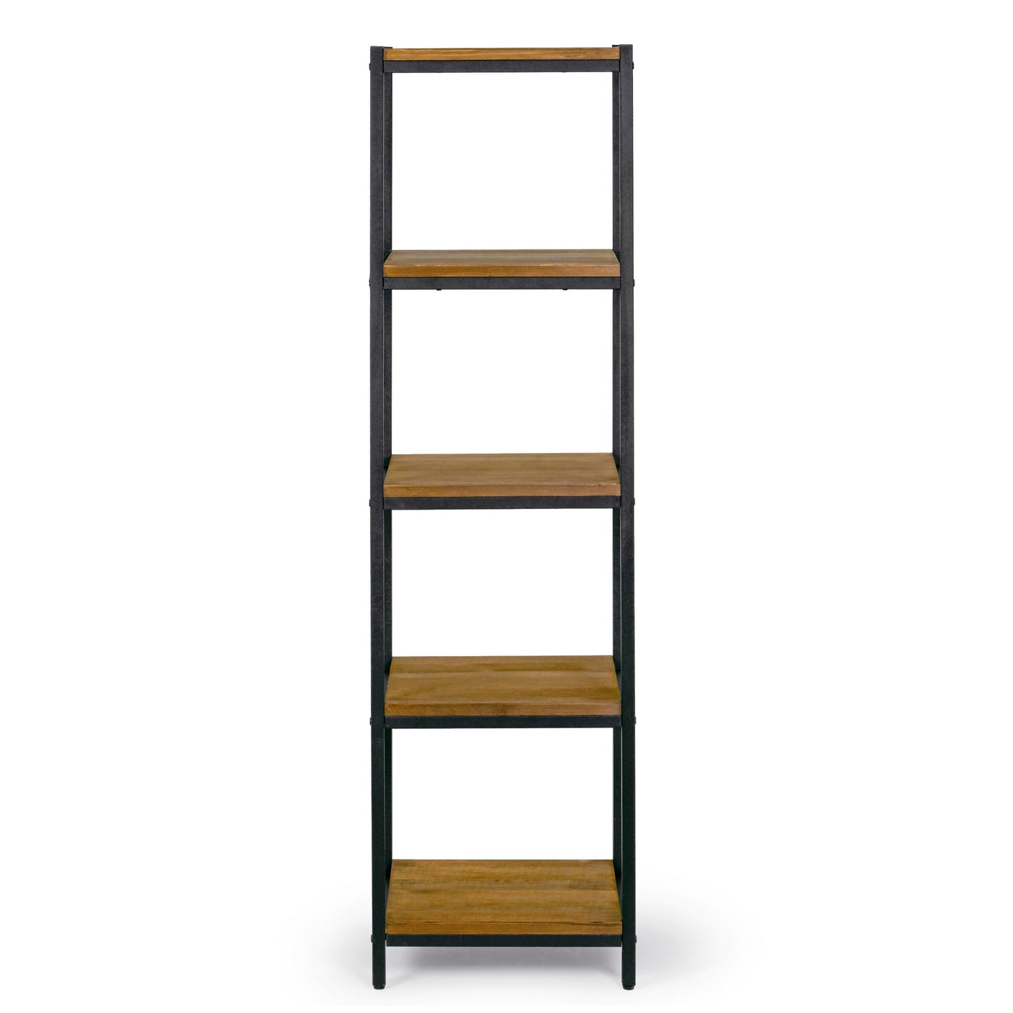 Ailis 57" Brown Pine Wood Shelf Etagere Bookcase Media Center with Metal Frame