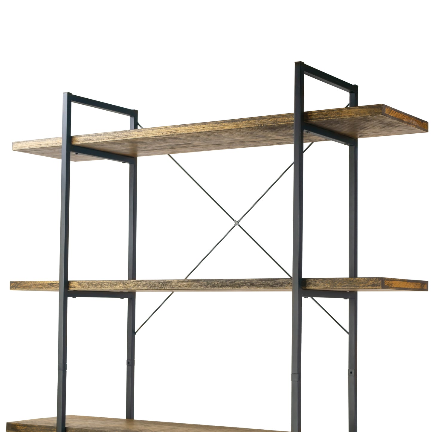 Amrit 84.5” Wood Shelf Metal Frame Etagere Bookcase Five-shelf Media Center