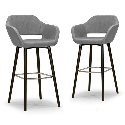 Adel Mid-century Retro Modern Grey Fabric Bar Stool with Beech Legs (Set of 2)