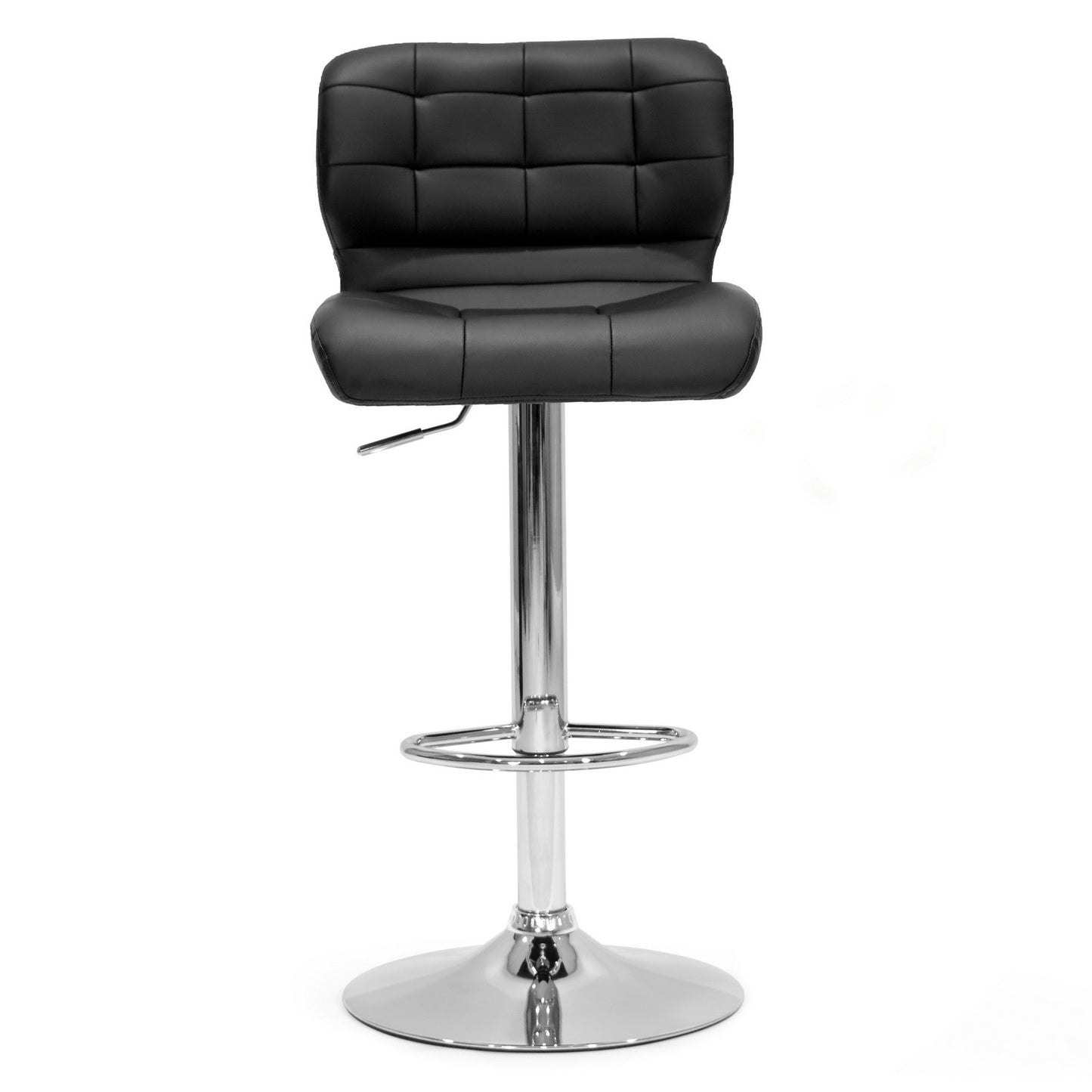 Adler Black PU Leather Adjustable Height Swivel Dimpled Back Bar Stool (Set of 2)