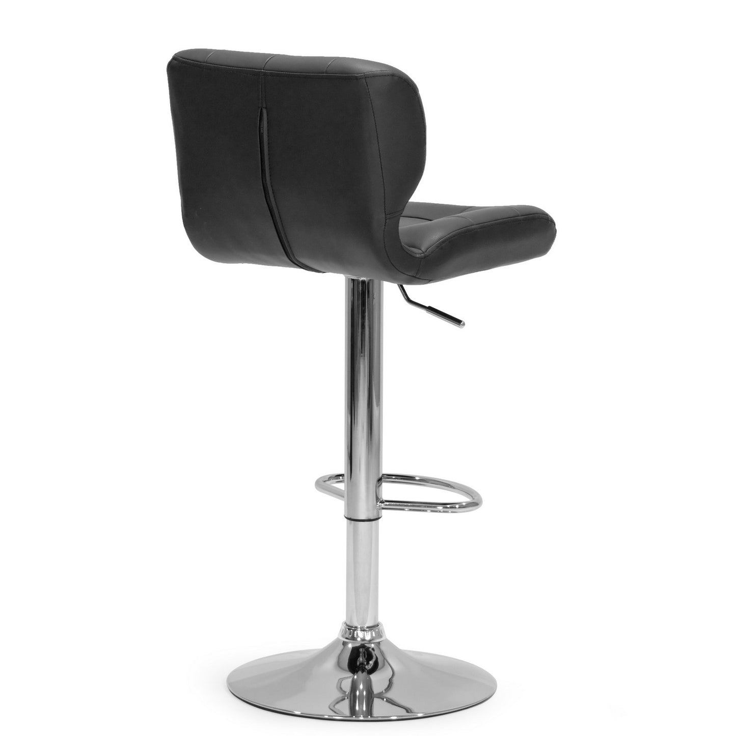 Adler Black PU Leather Adjustable Height Swivel Dimpled Back Bar Stool (Set of 2)