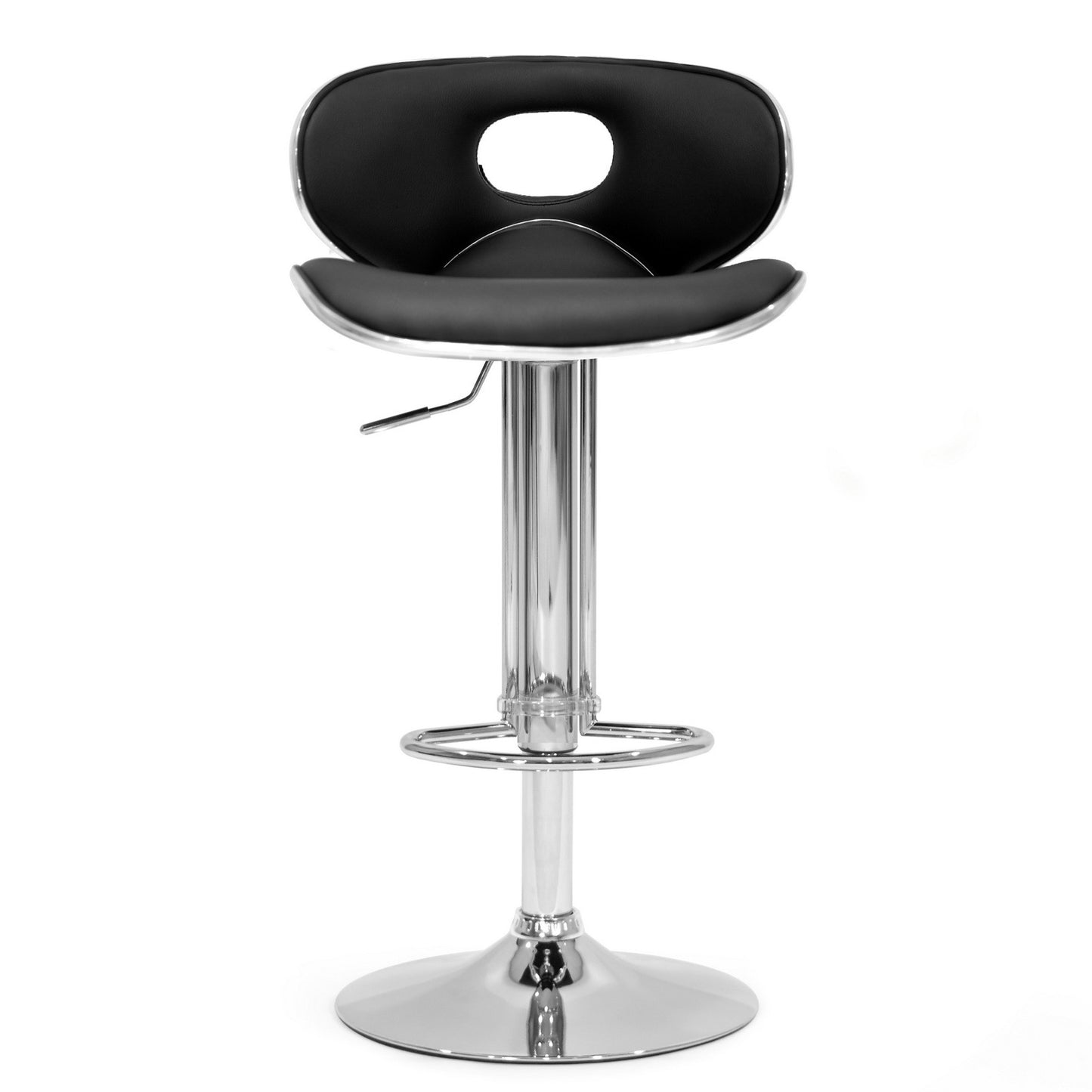 Adria Black PU Leather Chrome Frame Adjustable Height Swivel Bar Stool (Set of 2)