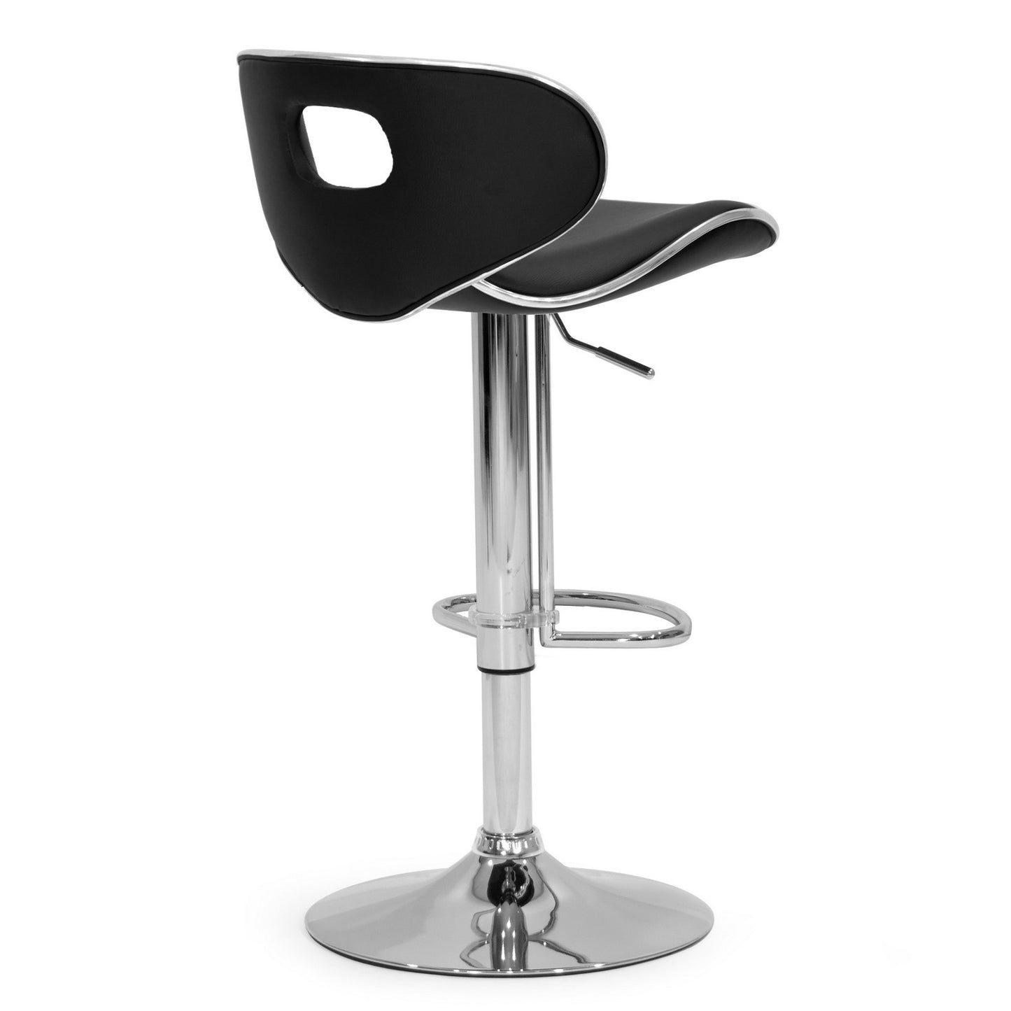 Adria Black PU Leather Chrome Frame Adjustable Height Swivel Bar Stool (Set of 2)