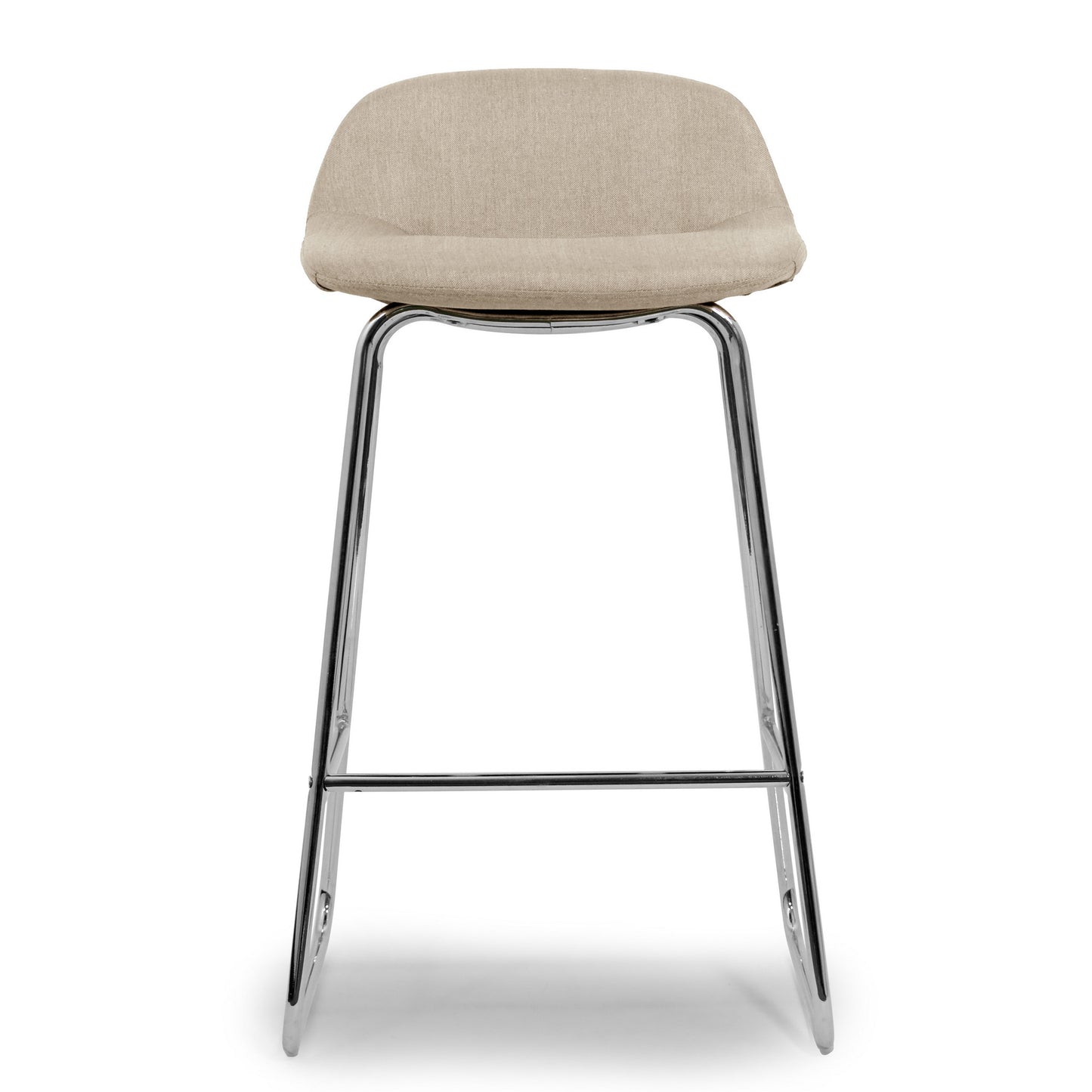 Set of 2 Agalia Modern Cream Fabric Chrome Frame Low Back Bar Stool