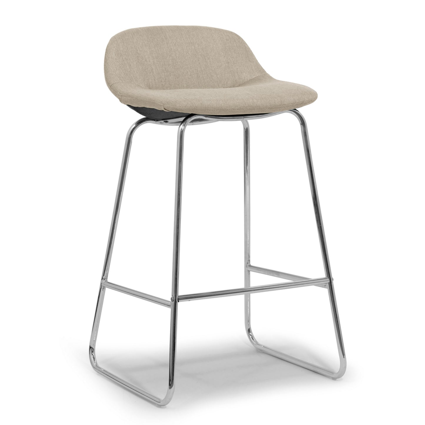 Set of 2 Agalia Modern Cream Fabric Chrome Frame Low Back Bar Stool