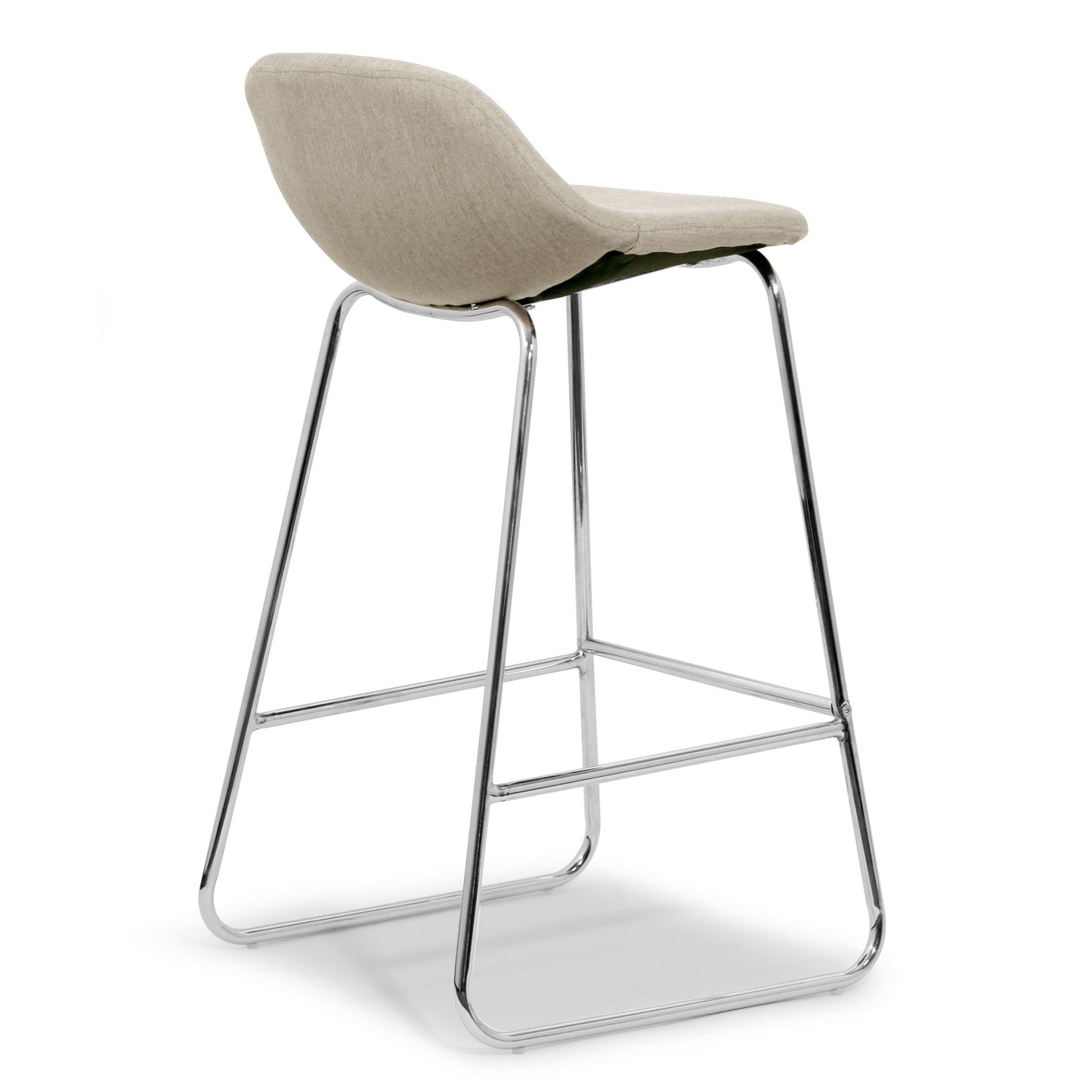 Set of 2 Agalia Modern Cream Fabric Chrome Frame Low Back Bar Stool