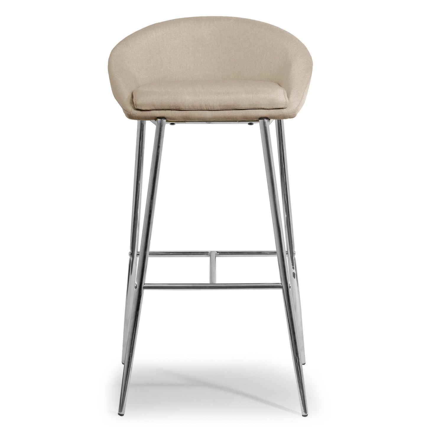 Set of 2 Agatha Modern Cream Fabric Bar Stool with Chrome Frame