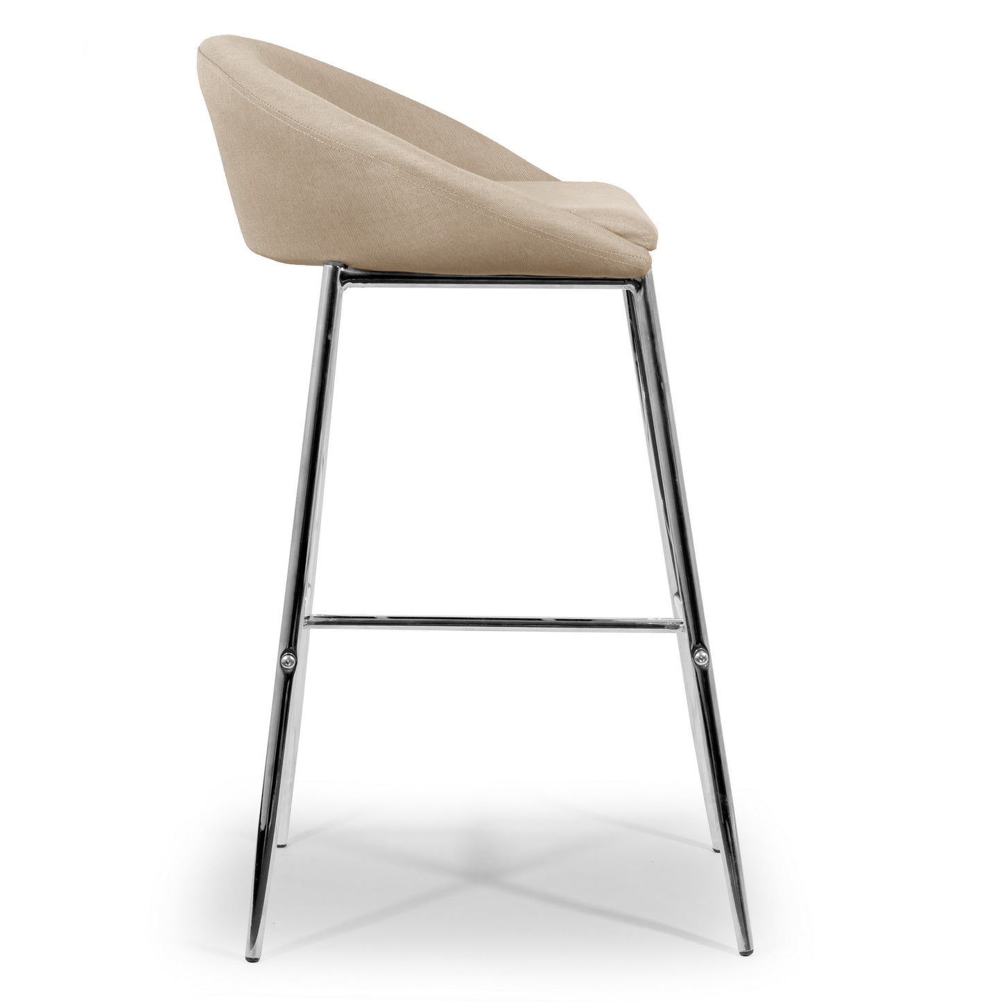 Set of 2 Agatha Modern Cream Fabric Bar Stool with Chrome Frame