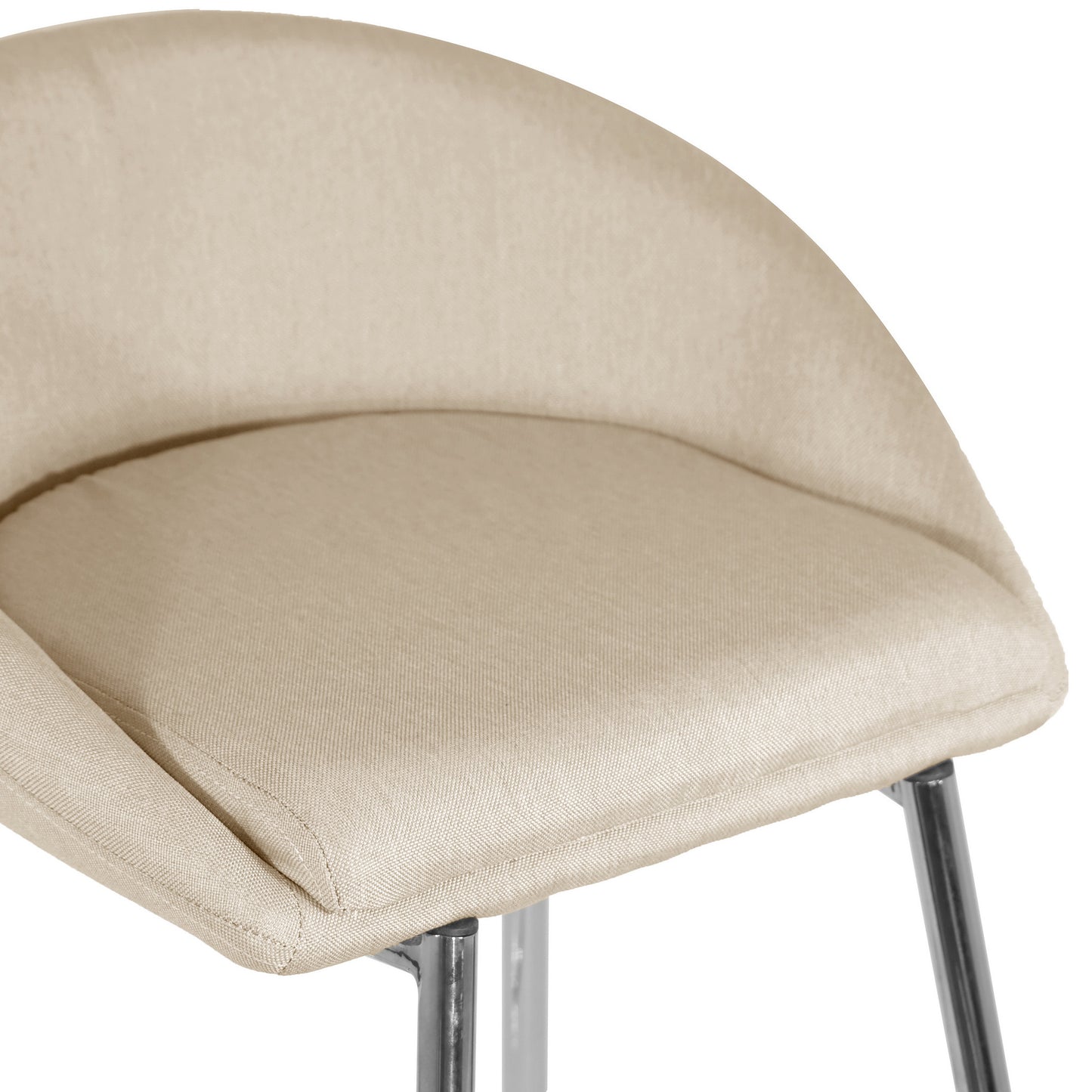 Set of 2 Agatha Modern Cream Fabric Bar Stool with Chrome Frame