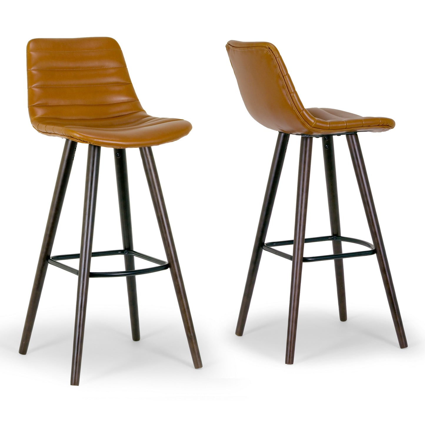 Set of 2 Alden Caramel Brown Bar Stool with Beech Legs