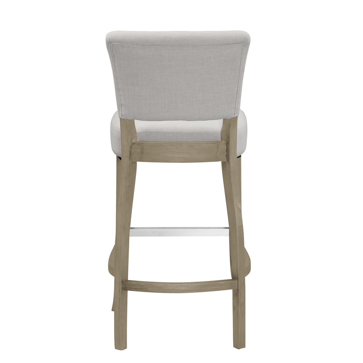 Set of 2 Aleck Beige Fabric Bar Stool with Antique Finish Wood Legs