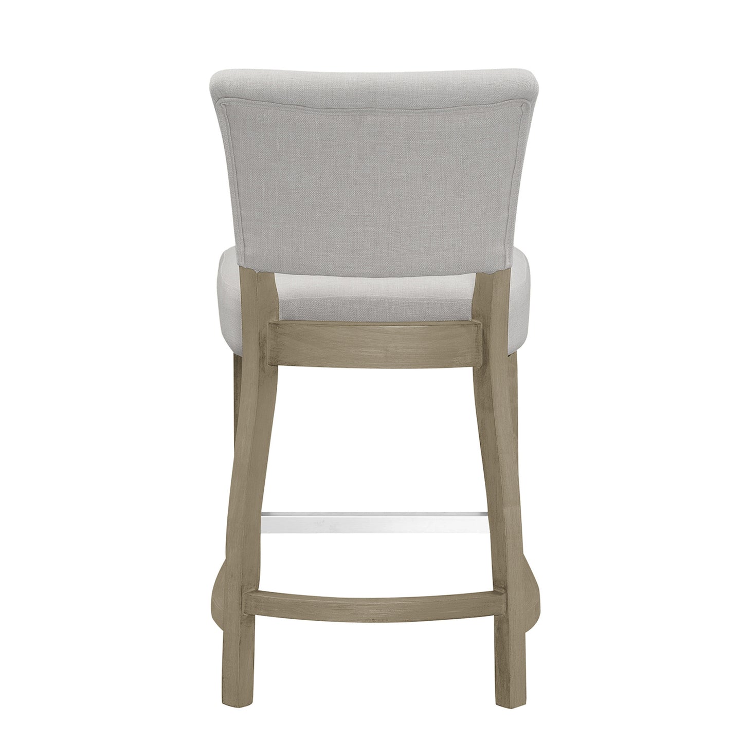 Set of 2 Aleck Beige Fabric Counter Stool with Antique Finish Wood Legs