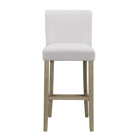 Set of 2 Aleco Beige Fabric Bar Stool with Metal Nail Head Accents