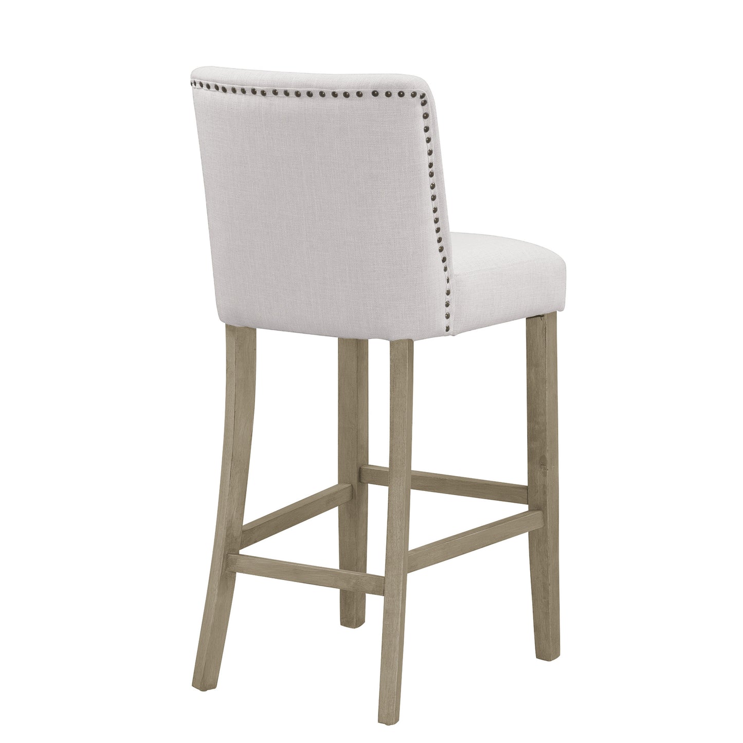 Set of 2 Aleco Beige Fabric Bar Stool with Metal Nail Head Accents