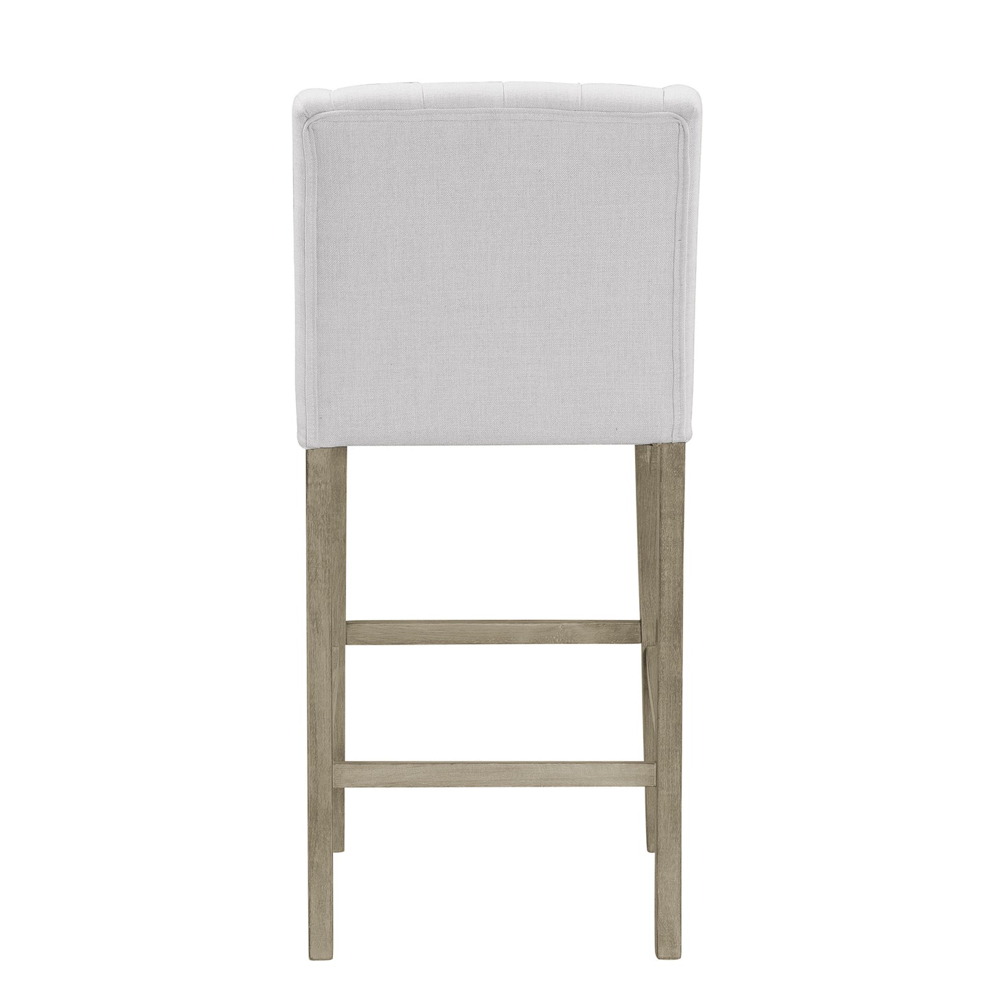 Set of 2 Aled Beige Fabric Bar Stool with Side Wings and Tufted Buttons