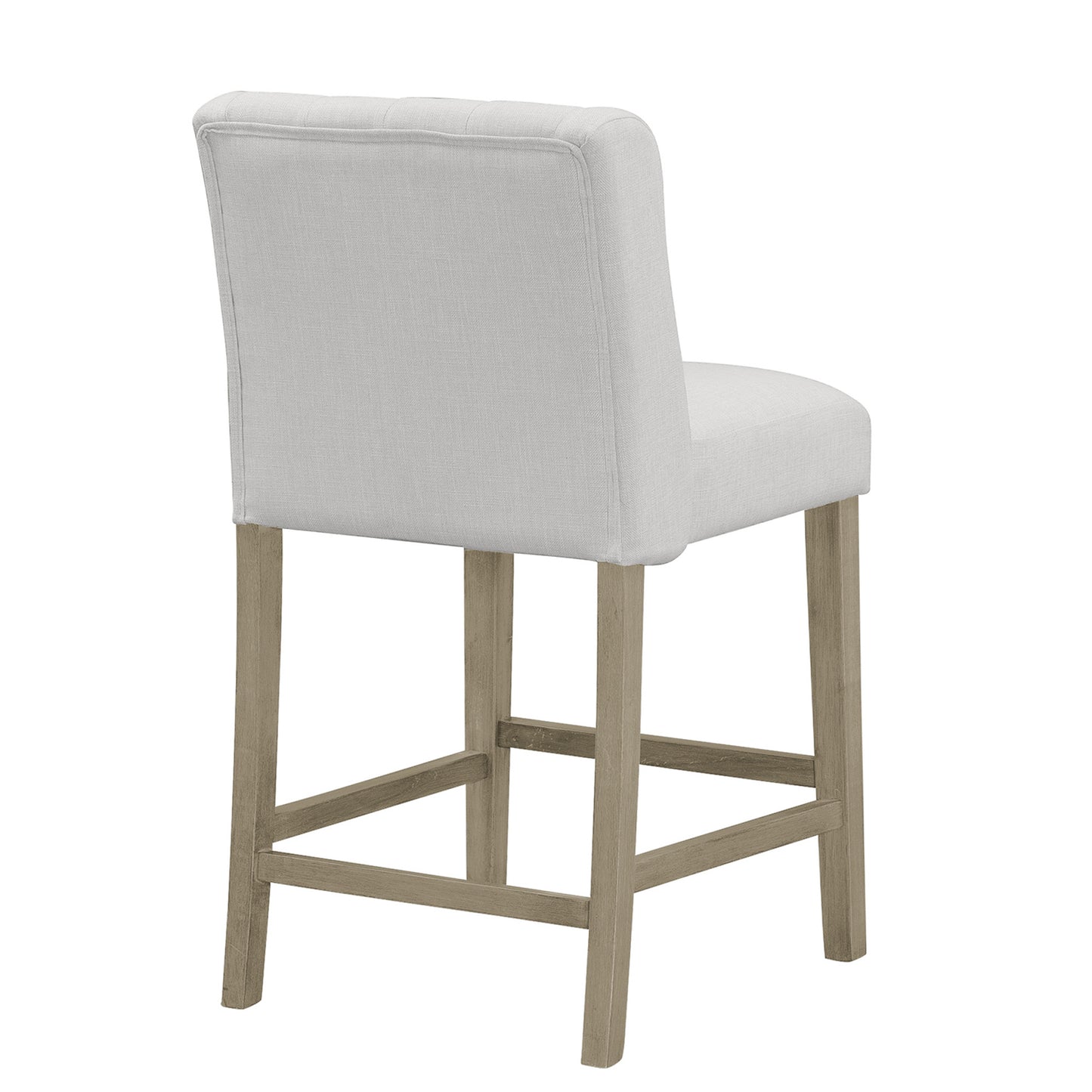 Set of 2 Aled Beige Fabric Counter Stool with Side Wings and Tufted Buttons