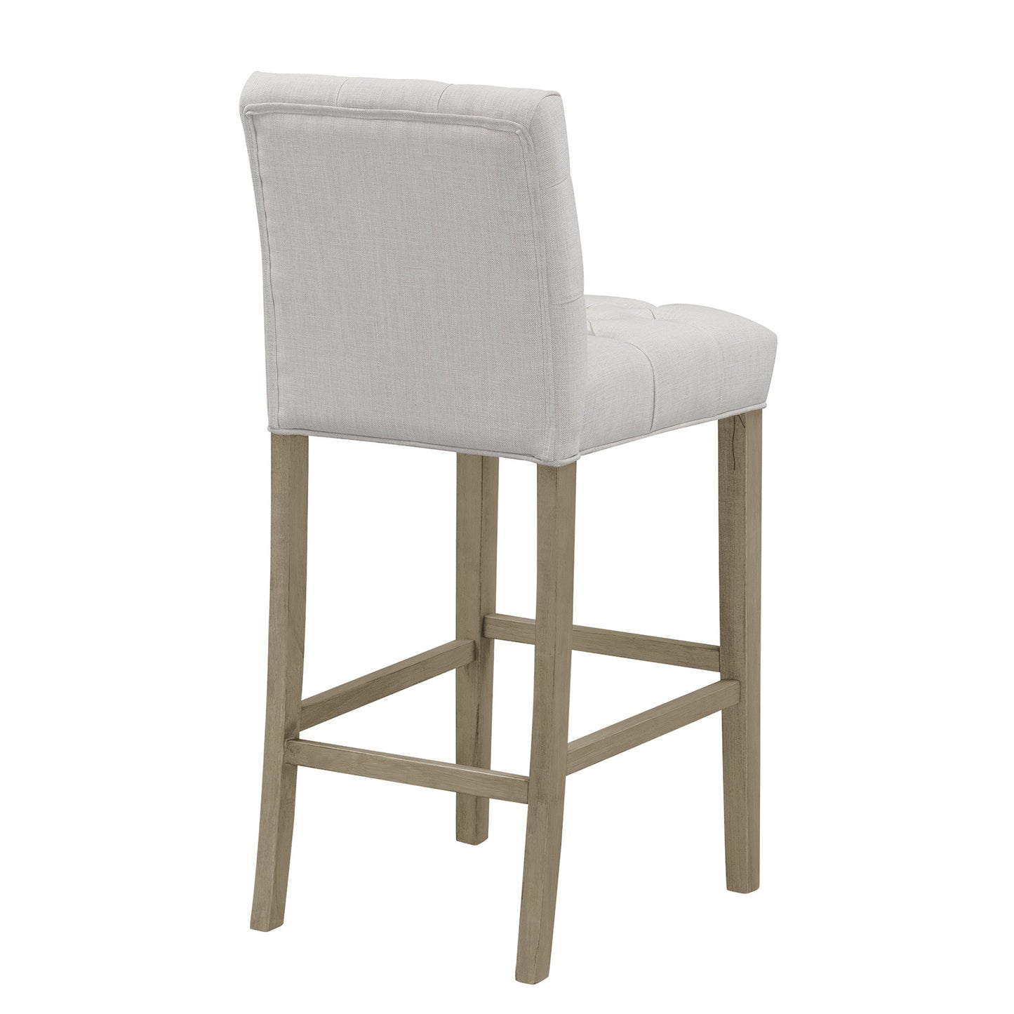 Set of 2 Alee Beige Fabric Bar Stool with Tufted Buttons and Wood Legs