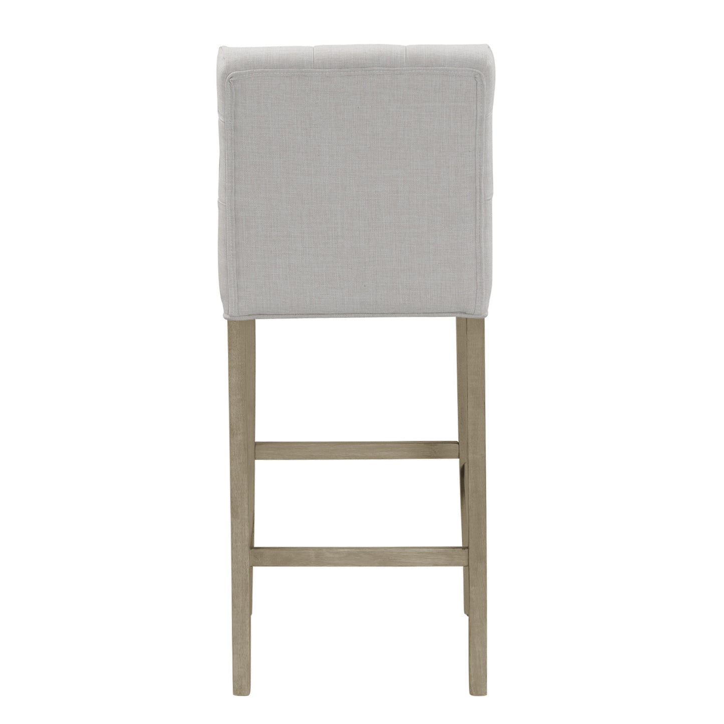 Set of 2 Alee Beige Fabric Bar Stool with Tufted Buttons and Wood Legs