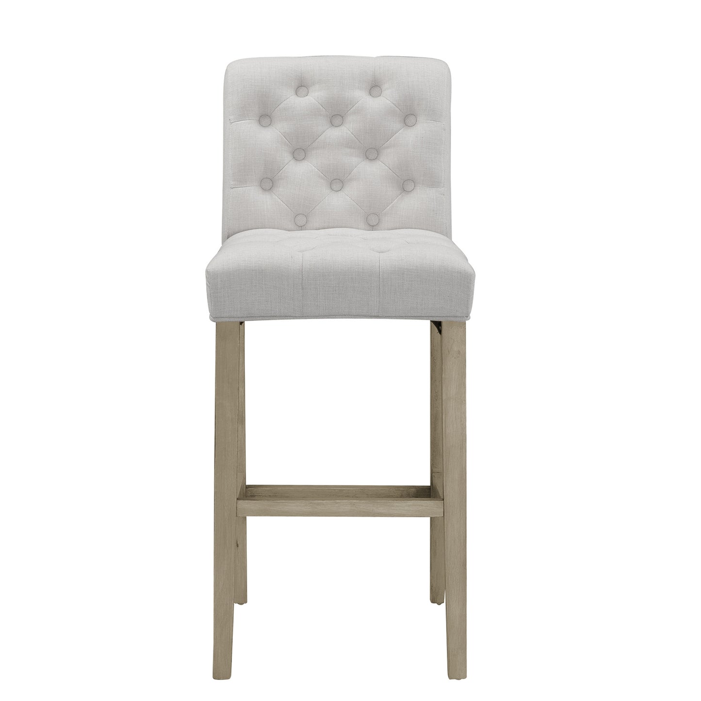 Set of 2 Aleen Beige Fabric Bar Stool with Roll Back Design and Tufted Buttons