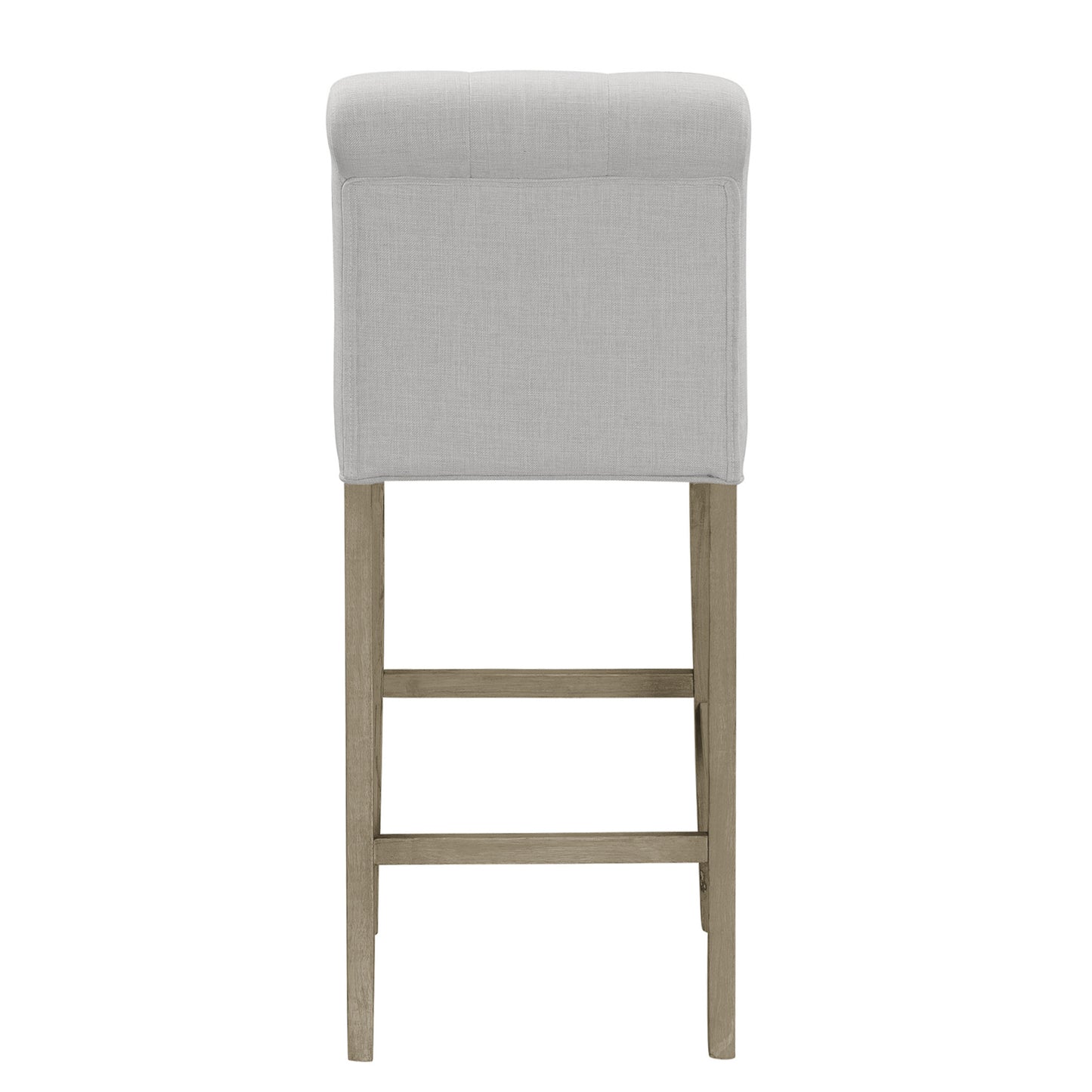 Set of 2 Aleen Beige Fabric Bar Stool with Roll Back Design and Tufted Buttons