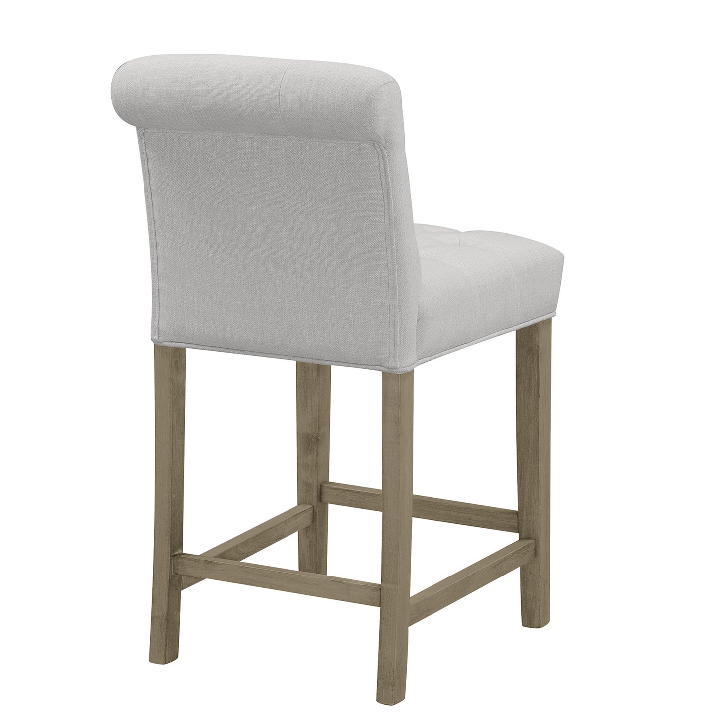 Set of 2 Aleen Beige Fabric Counter Stool with Roll Back Design and Tufted Buttons