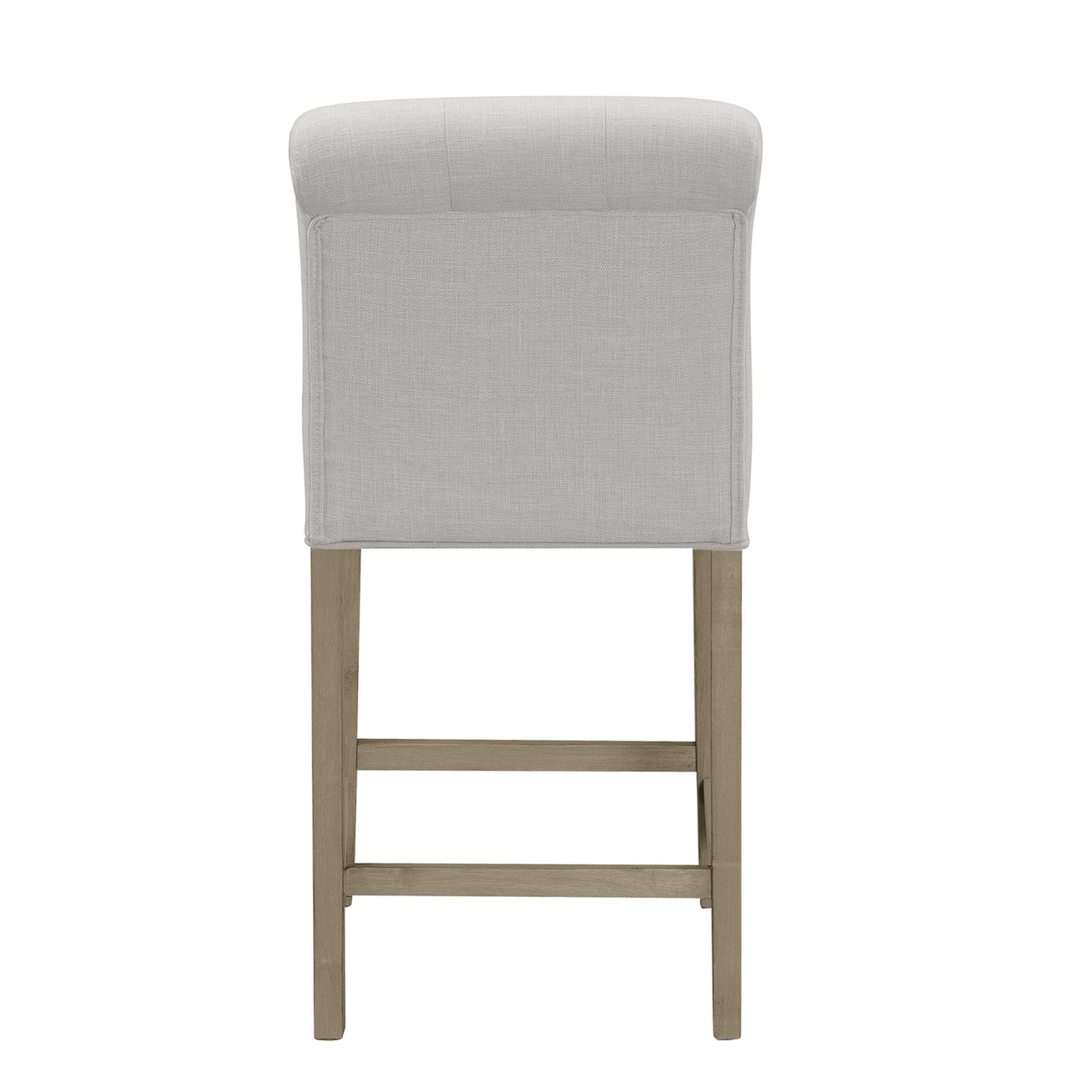 Set of 2 Aleen Beige Fabric Counter Stool with Roll Back Design and Tufted Buttons