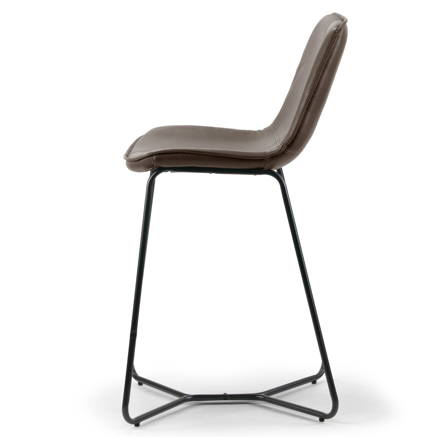 Set of 2 Amery Iron Frame Vintage Brown Faux Leather Counter Stool