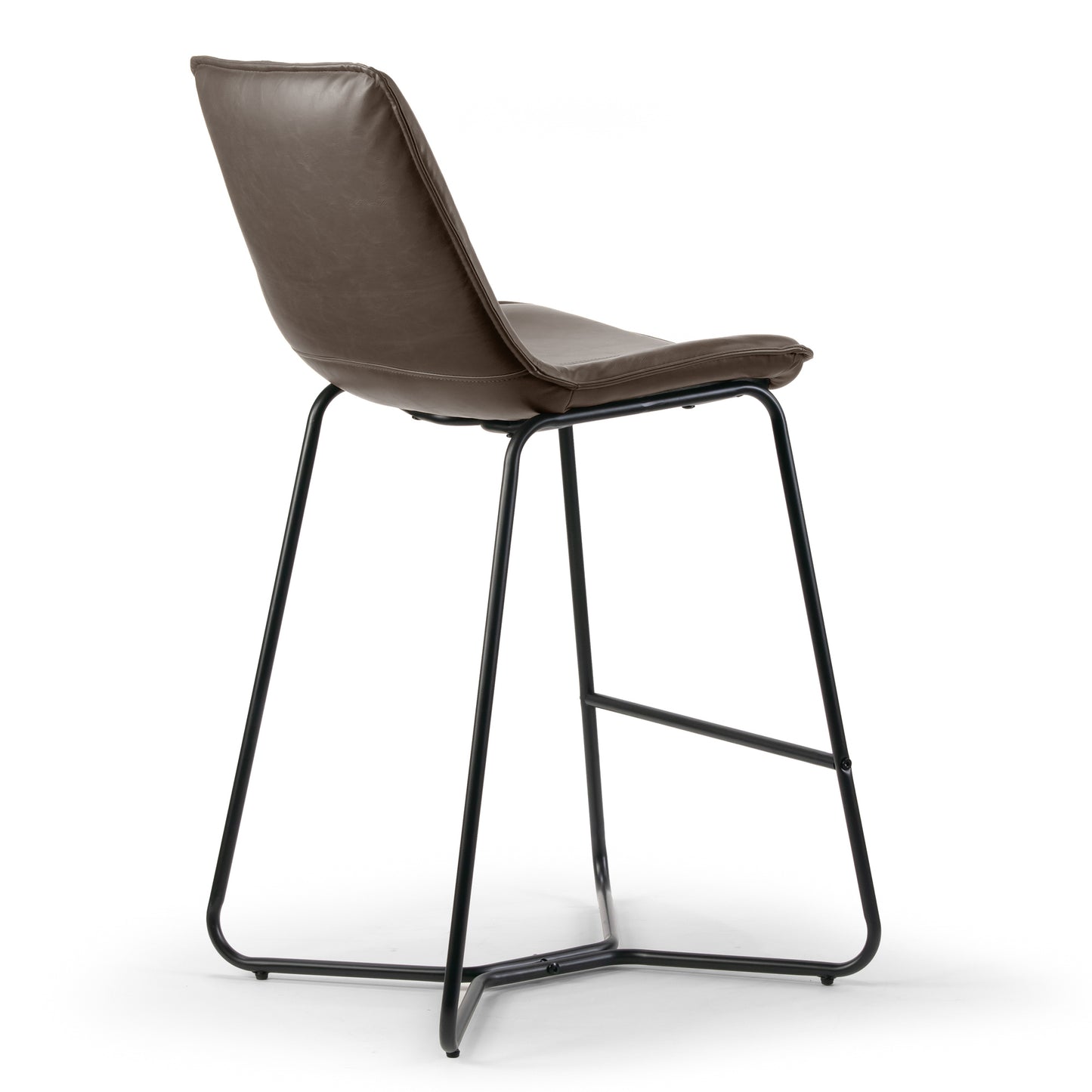 Set of 2 Amery Iron Frame Vintage Brown Faux Leather Counter Stool