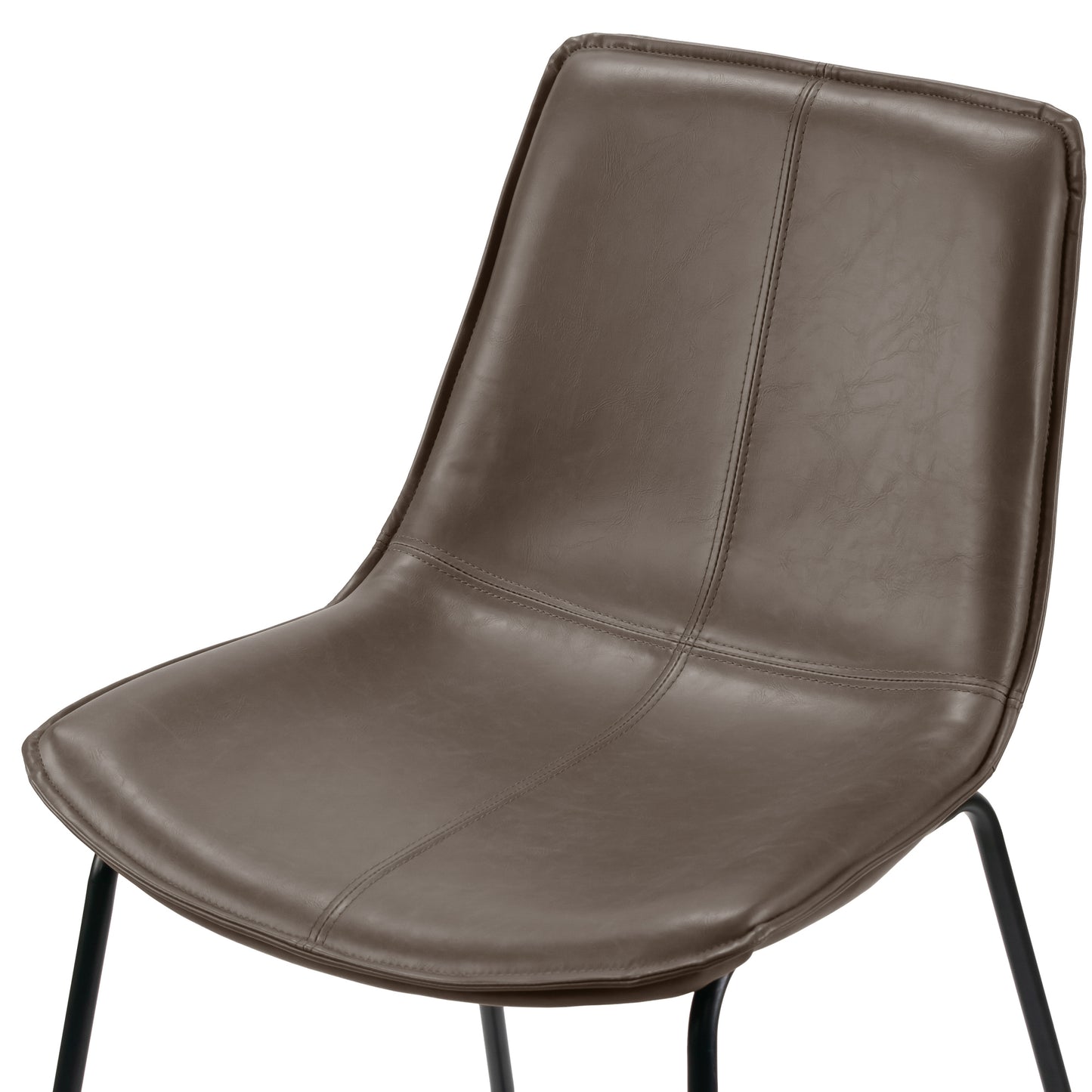 Set of 2 Amery Iron Frame Vintage Brown Faux Leather Bar Stool