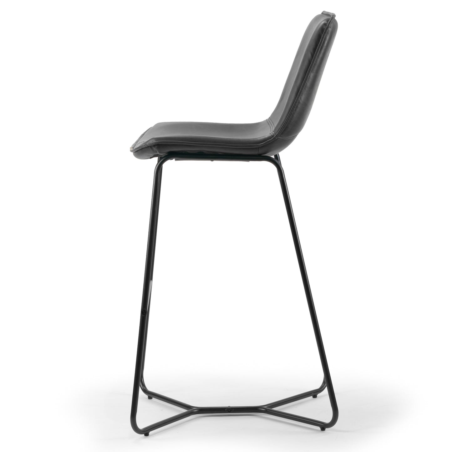 Set of 2 Amery Iron Frame Vintage Grey Faux Leather Bar Stool