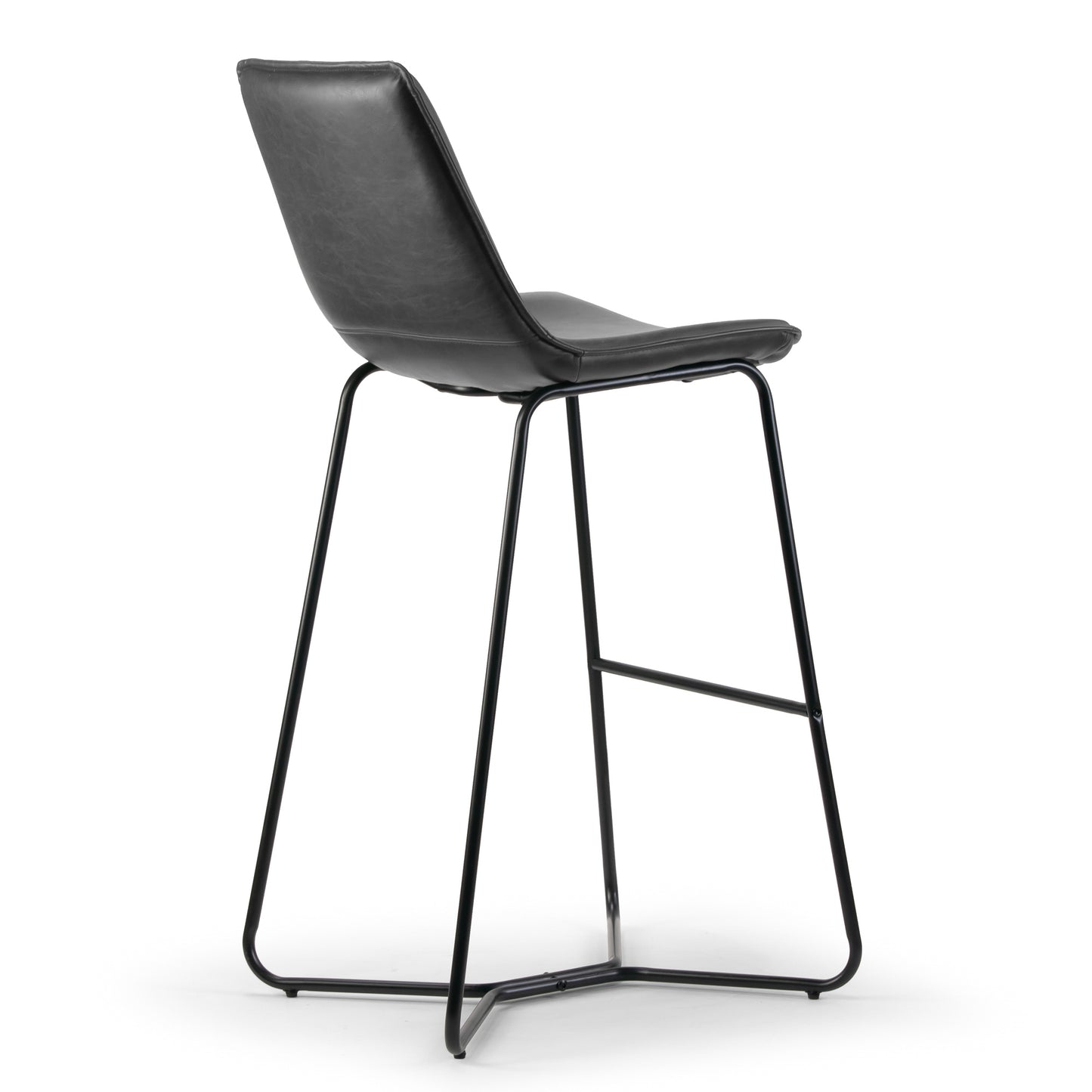 Set of 2 Amery Iron Frame Vintage Grey Faux Leather Bar Stool