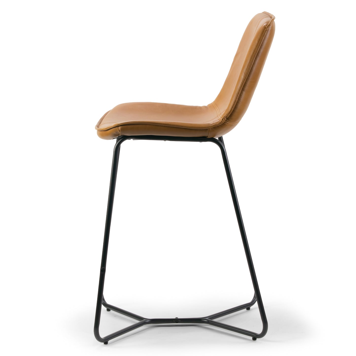 Set of 2 Amery Iron Frame Vintage Cappuccino Faux Leather Counter Stool