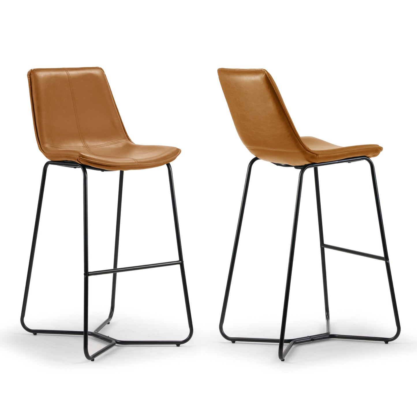 Set of 2 Amery Iron Frame Vintage Cappuccino Faux Leather Bar Stool