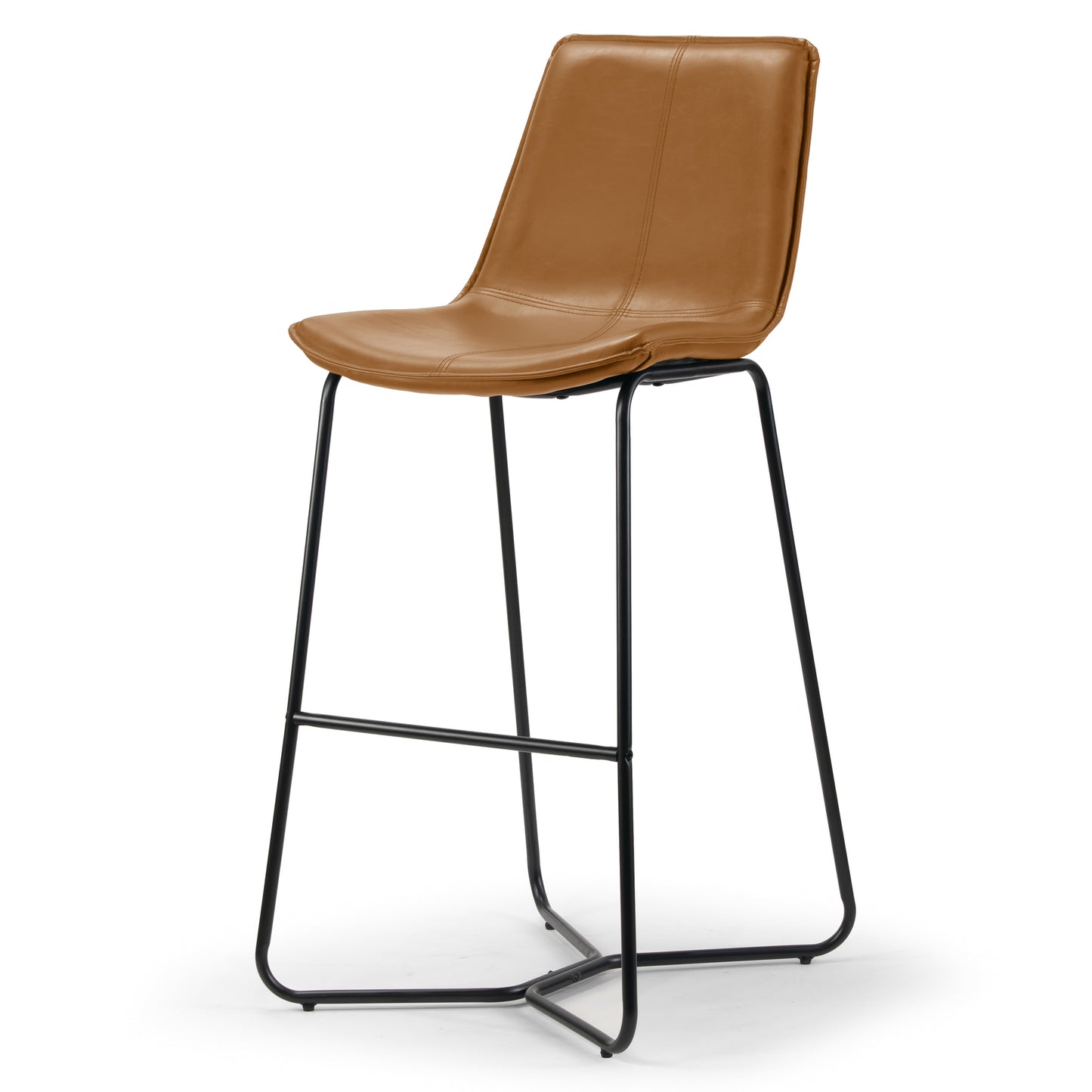 Set of 2 Amery Iron Frame Vintage Cappuccino Faux Leather Bar Stool