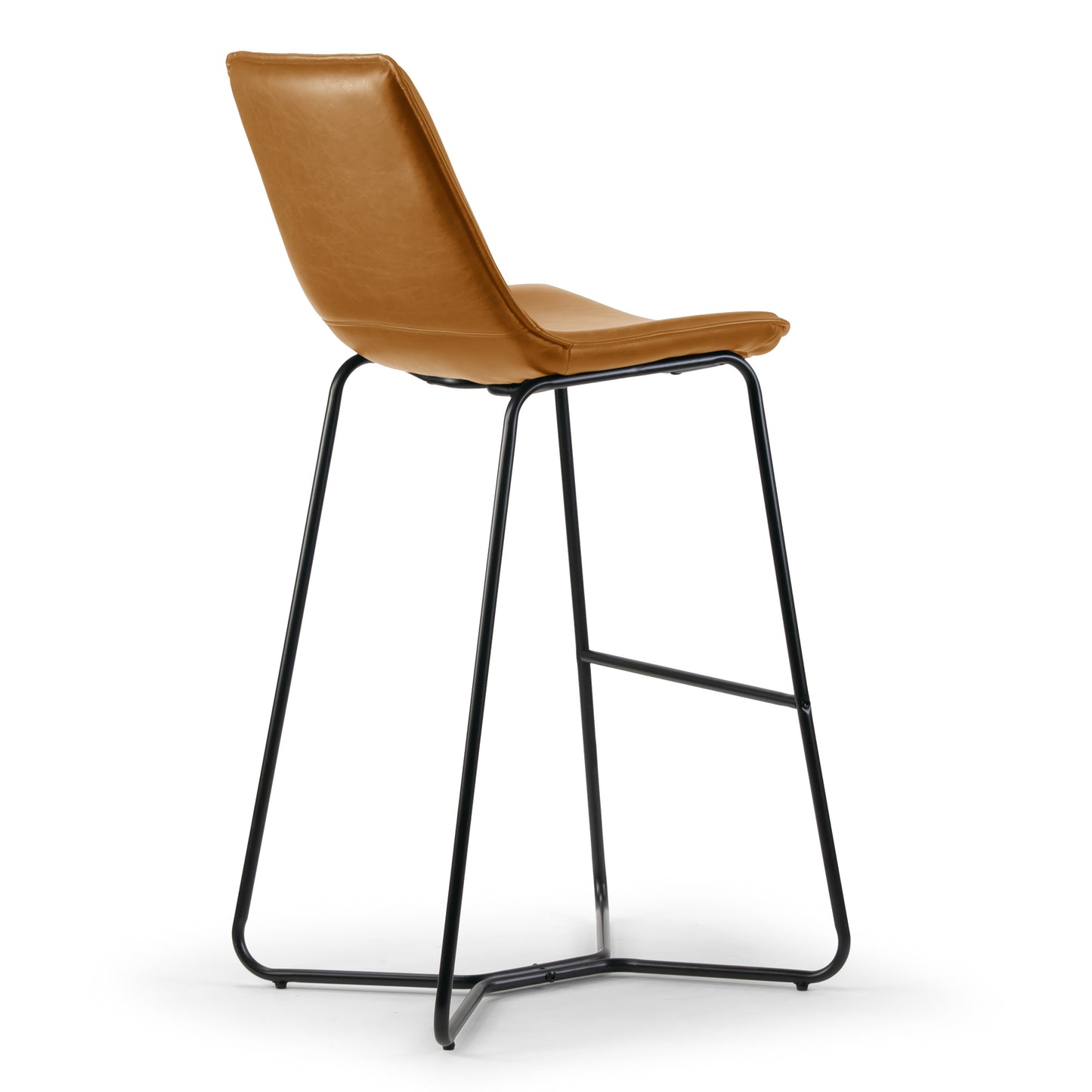 Set of 2 Amery Iron Frame Vintage Cappuccino Faux Leather Bar Stool