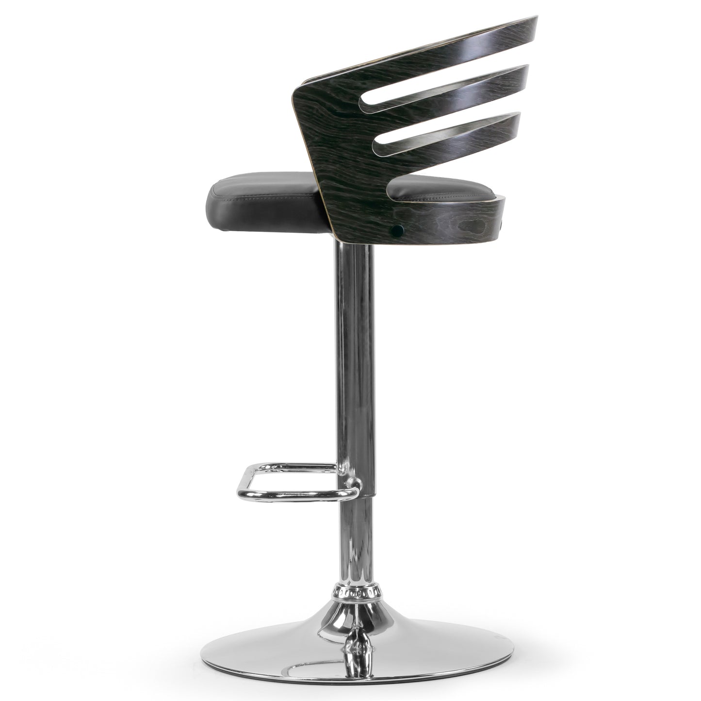 Alyssa Dark Grey Bentwood Frame Adjustable Height Barstool with Grey Upholstery