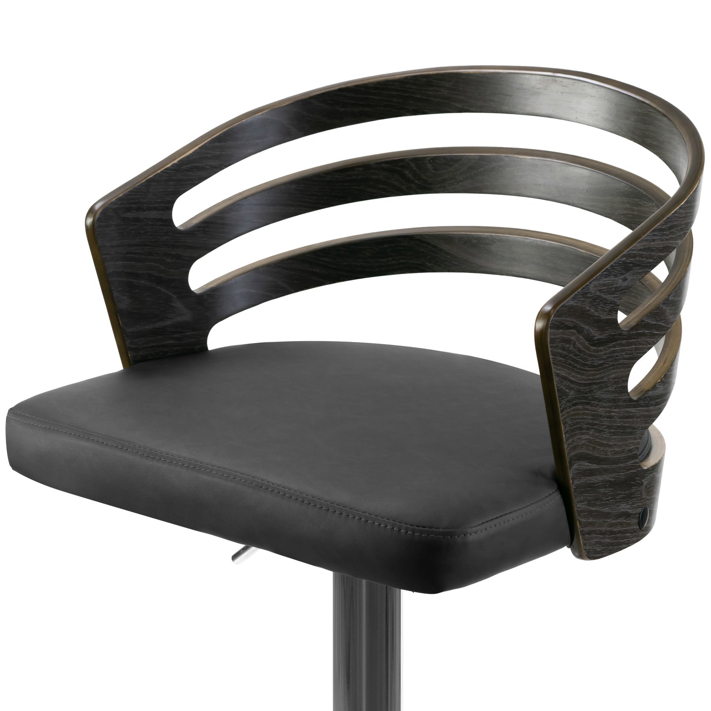 Alyssa Dark Grey Bentwood Frame Adjustable Height Barstool with Grey Upholstery