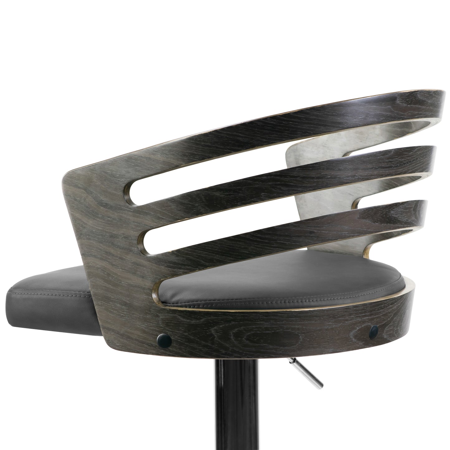 Alyssa Dark Grey Bentwood Frame Adjustable Height Barstool with Grey Upholstery