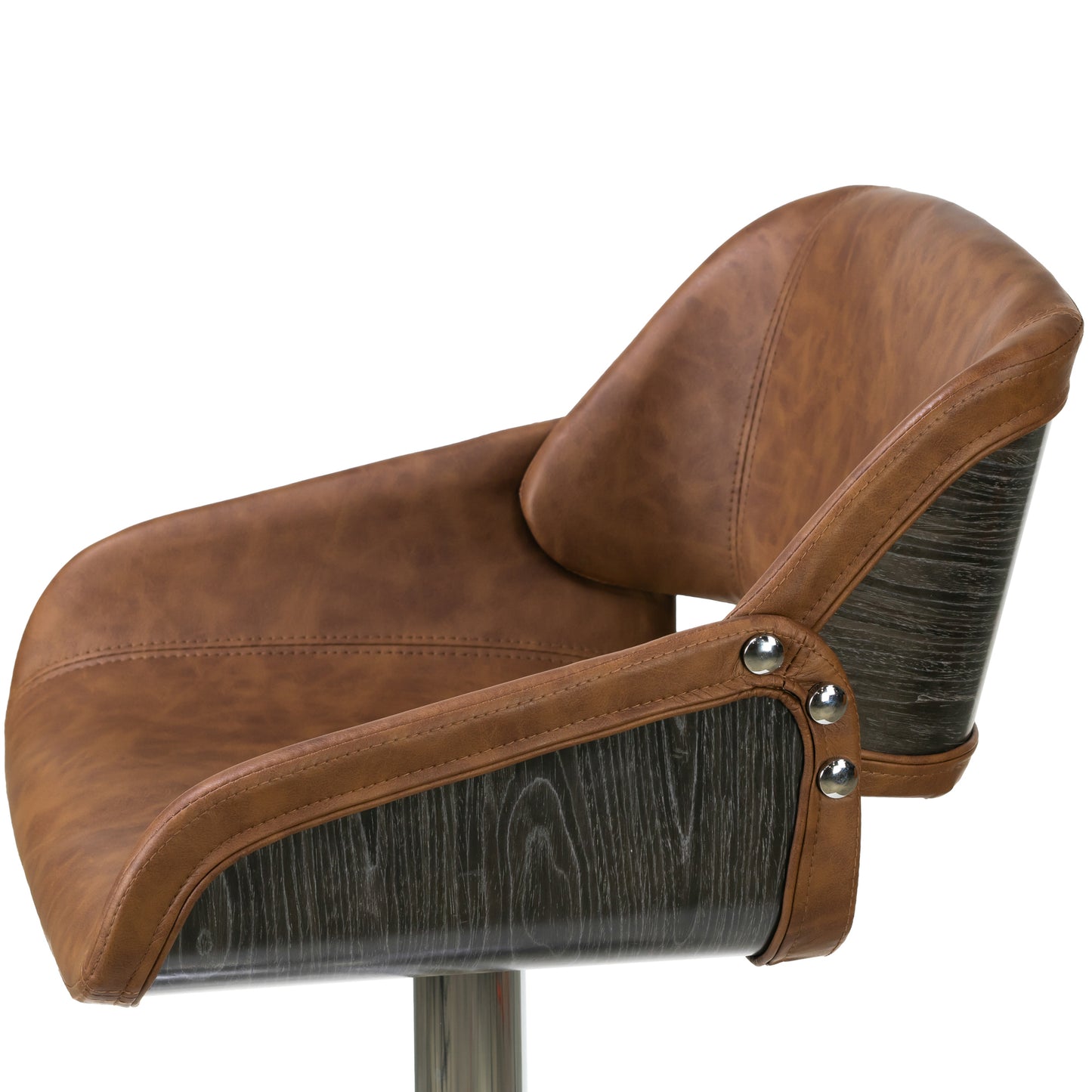 Amabel Brown Upholstered Adjust Height Barstool with Grey Bentwood Accent Back