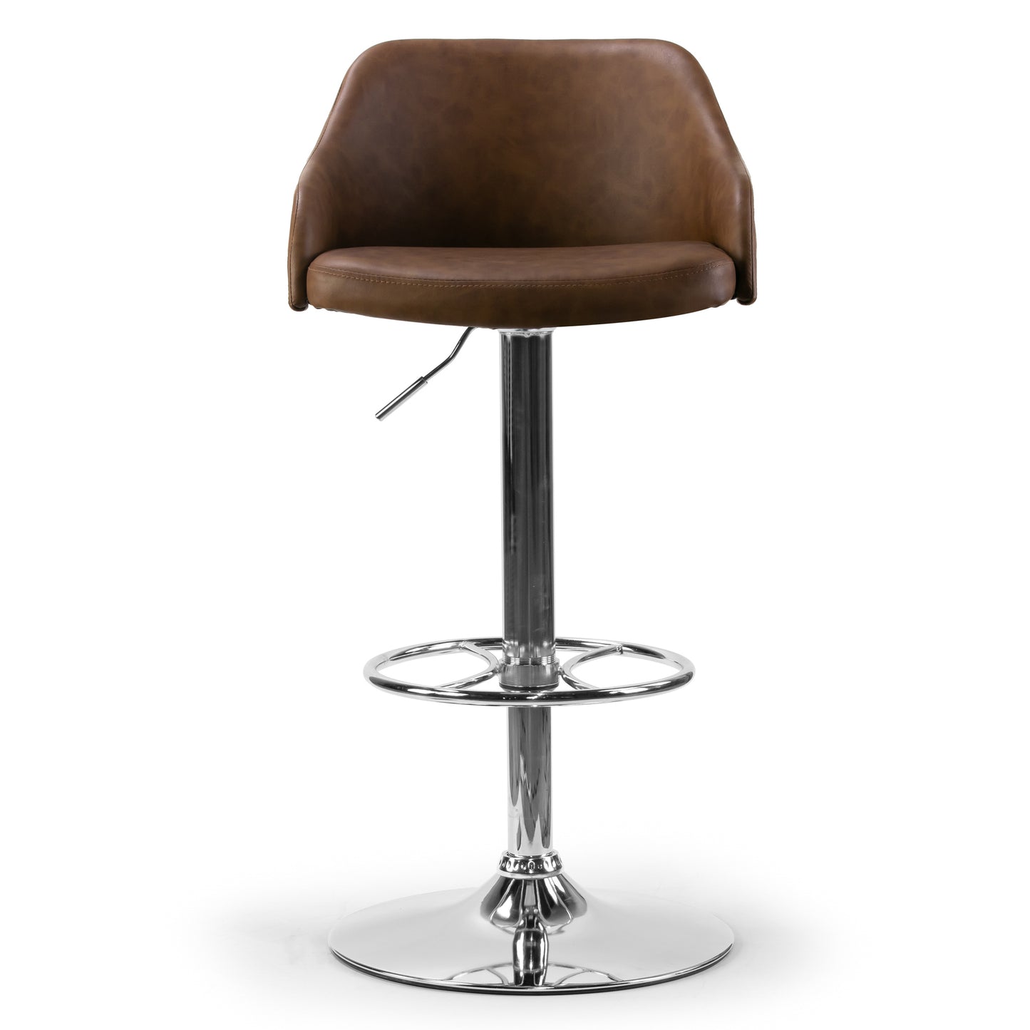 Amada Brown Upholstered Adjustable Height Barstool with Grey Plywood Back