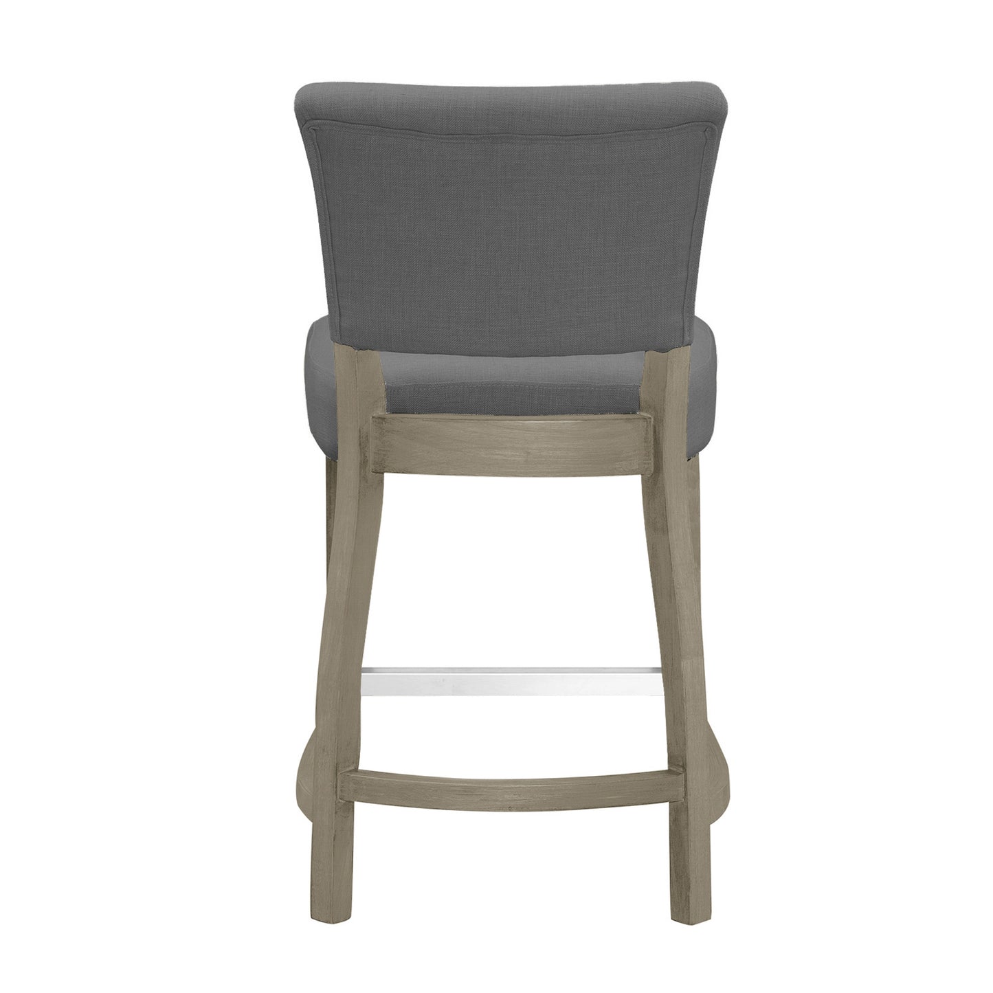 Set of 2 Aleck Grey Fabric Counter Stool with Antique Finish Wood Legs