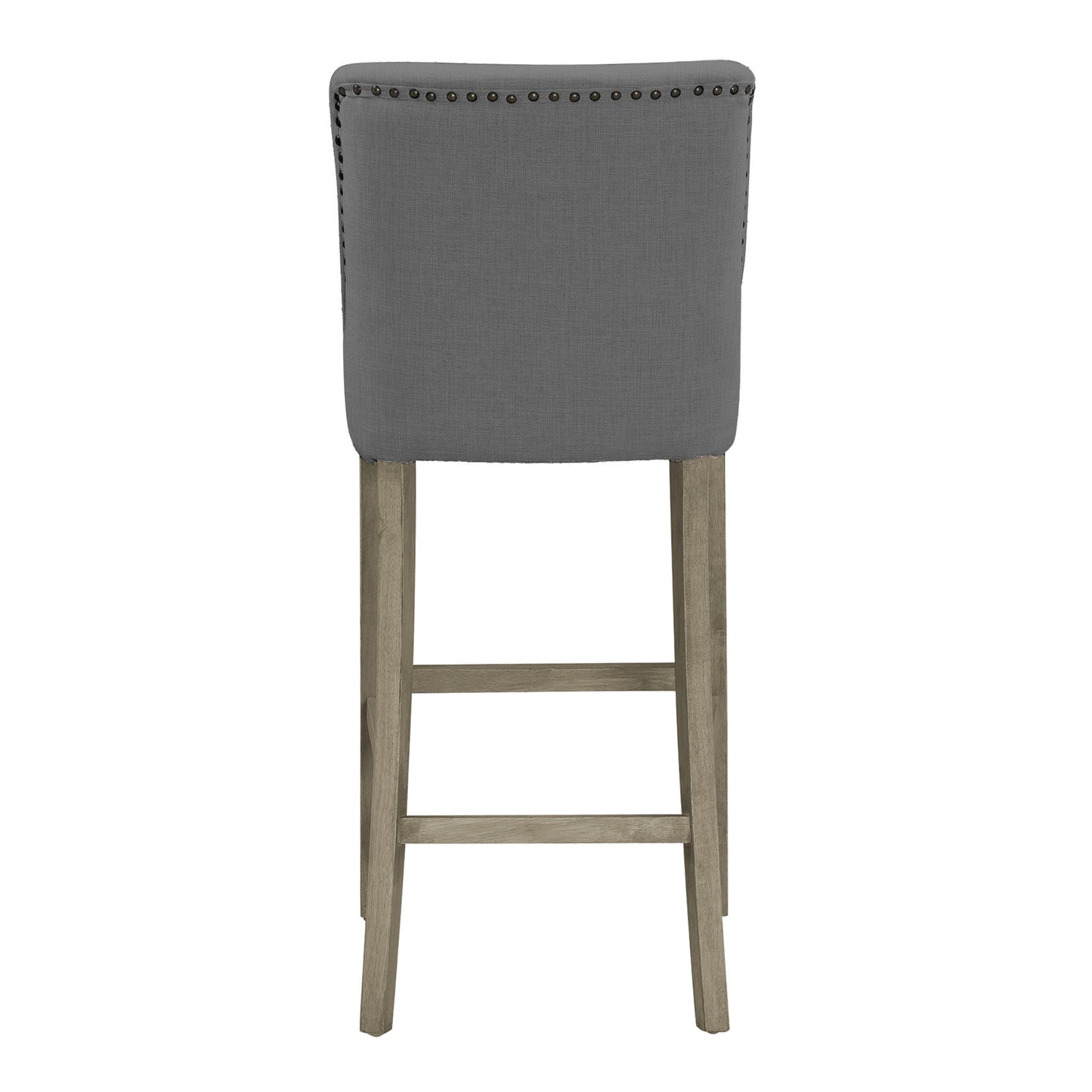 Set of 2 Aleco Grey Fabric Bar Stool with Metal Nail Head Accents